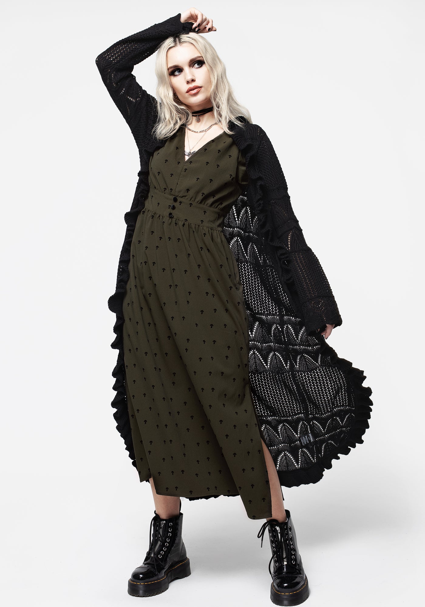 Alexis Ruffle Longline Cardigan | Disturbia - Shop Women's Gothic