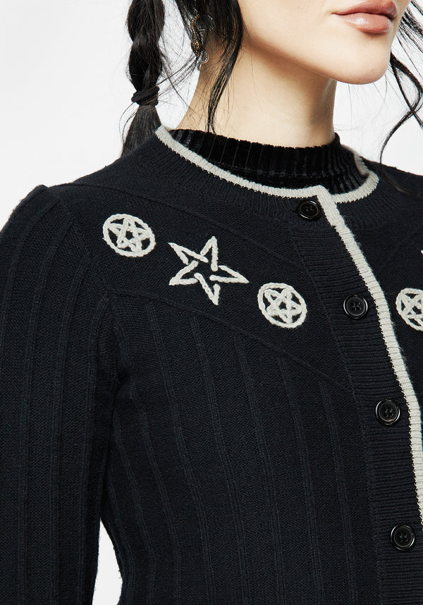Pentagram Embroidered Cardigan