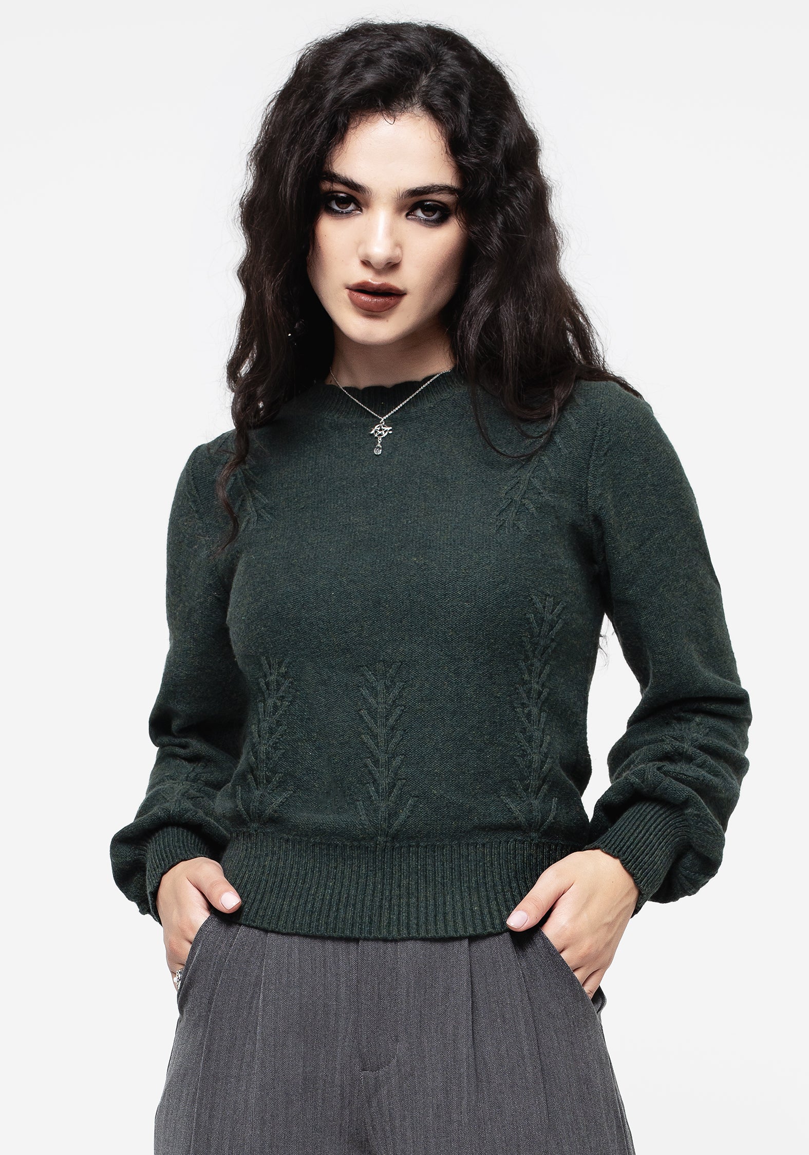 Canopy Raised Fern Intarsia Knit Sweater