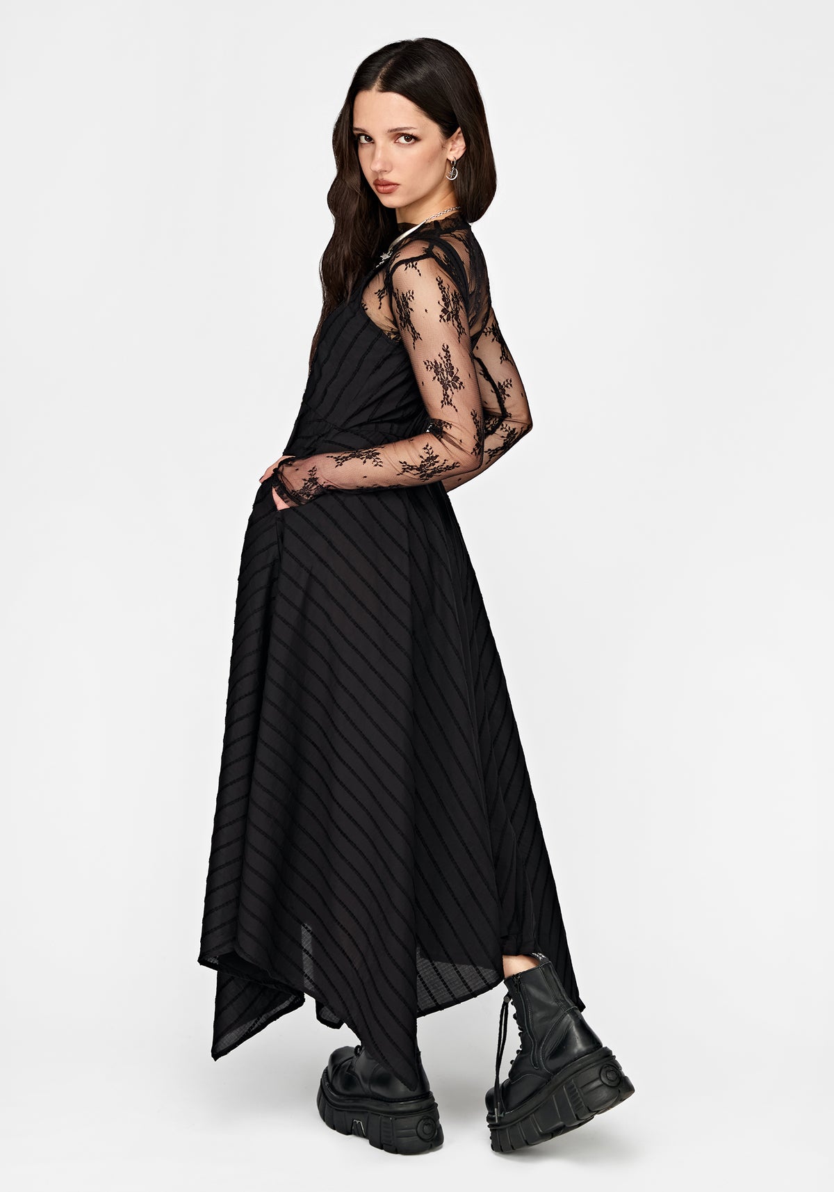 black handkerchief hem dress Blythe Midaxi [color:BOHO BROWN]color:Neutrals ZAPAKA Women Light Green Color:Yellow Silver Made from a comfortable