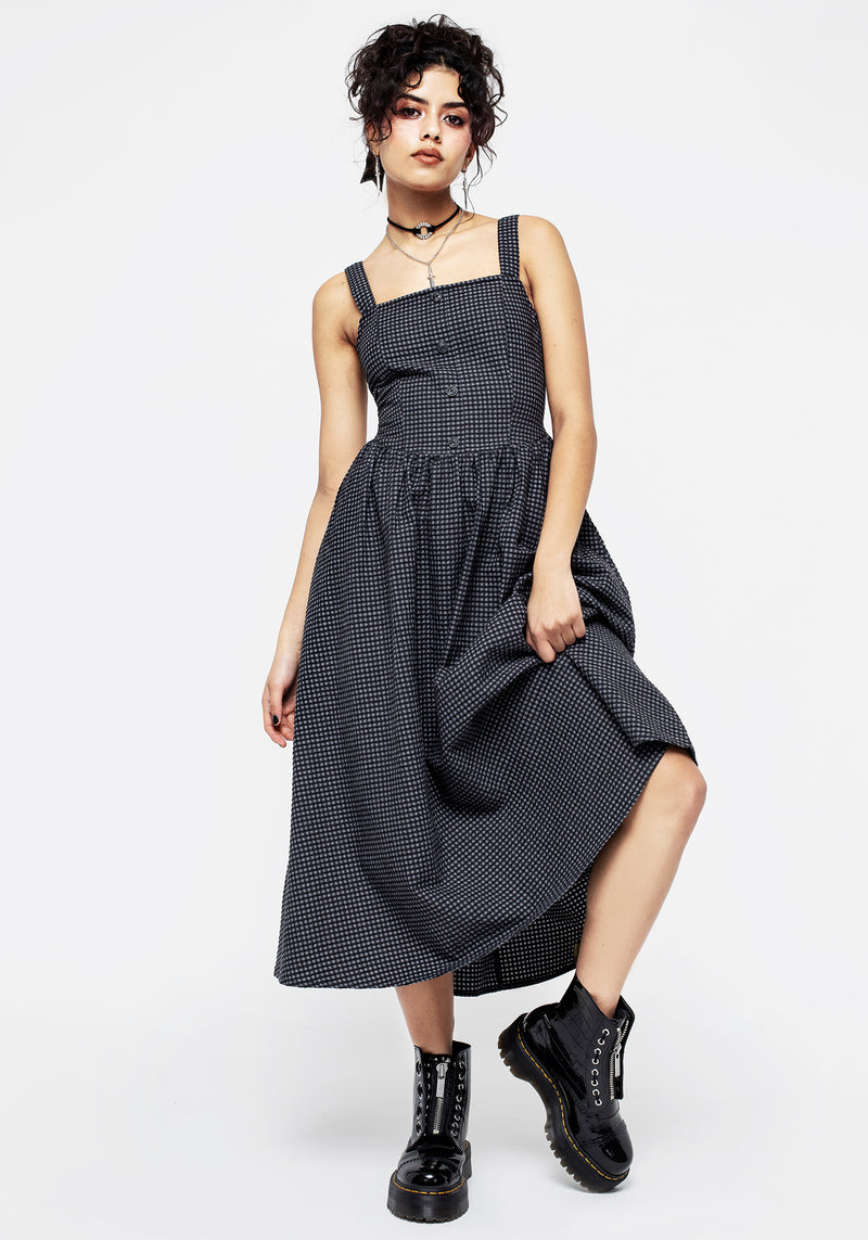 Faythe Apron Midi Dress | Disturbia - Shop Women's Gothic, Alternative & Dark Romantic Fashion, Accessories & Homeware Faythe Apron Midi Dress | Disturbia - Shop Women's Gothic, Alternative & Dark Romantic Fashion, Accessories & Homeware