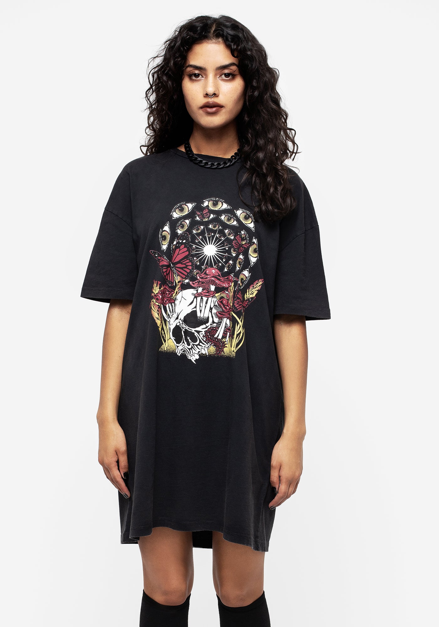 God's Flesh Graphic Print Tee Dress | Disturbia