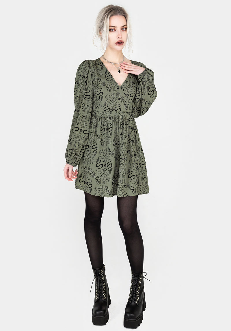 Dominion Snake Print V-Neck Mini Dress Disturbia Shop Women's
