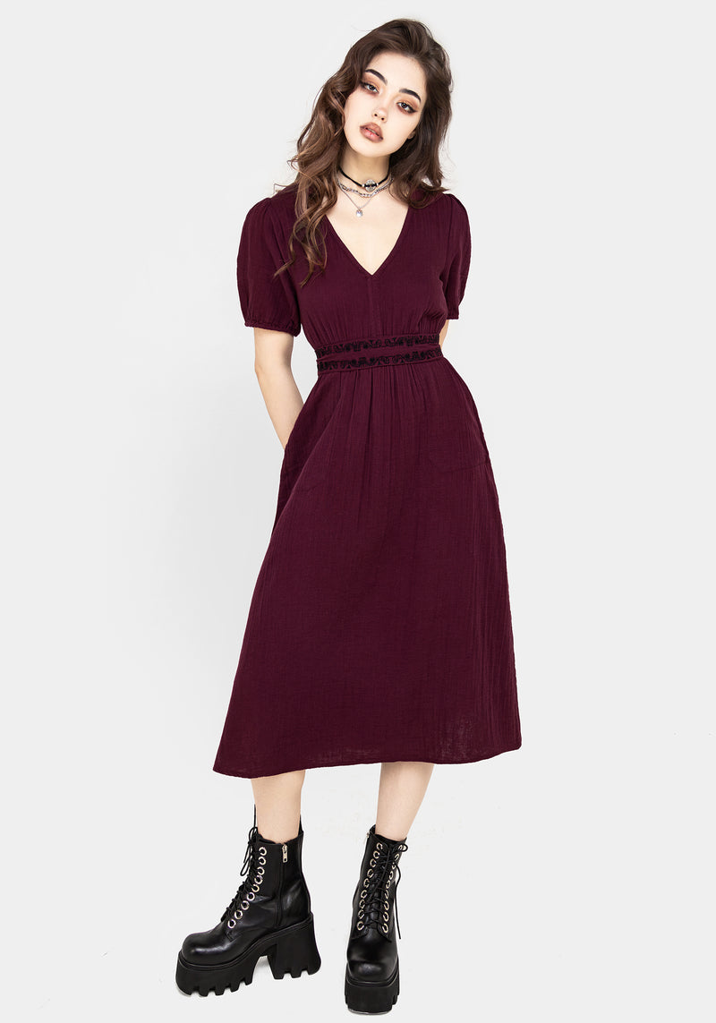 Poultice Embroidered Cotton Midi Dress | Disturbia - Shop Women's Gothic, Alternative & Dark Romantic Fashion, Accessories & Homeware Poultice Embroidered Cotton Midi Dress | Disturbia - Shop Women's Gothic, Alternative & Dark Romantic Fashion, Accessories & Homeware