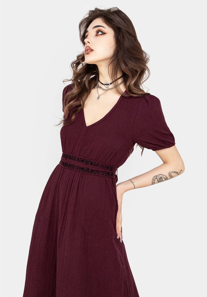 Poultice Embroidered Cotton Midi Dress | Disturbia - Shop Women's Gothic, Alternative & Dark Romantic Fashion, Accessories & Homeware Poultice Embroidered Cotton Midi Dress | Disturbia - Shop Women's Gothic, Alternative & Dark Romantic Fashion, Accessories & Homeware