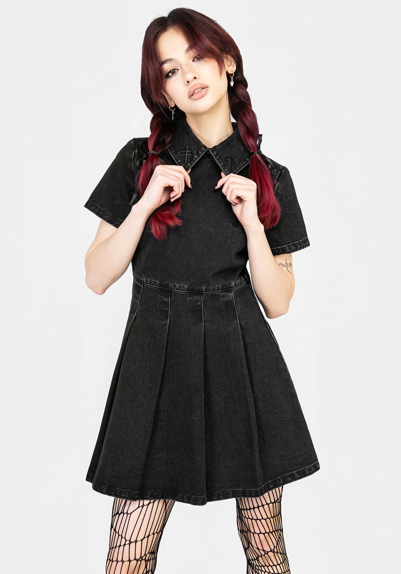 Elsa Denim Pleated Mini Dress | Disturbia - Shop Women's Gothic,  Alternative & Dark Romantic Fashion, Accessories & Homeware