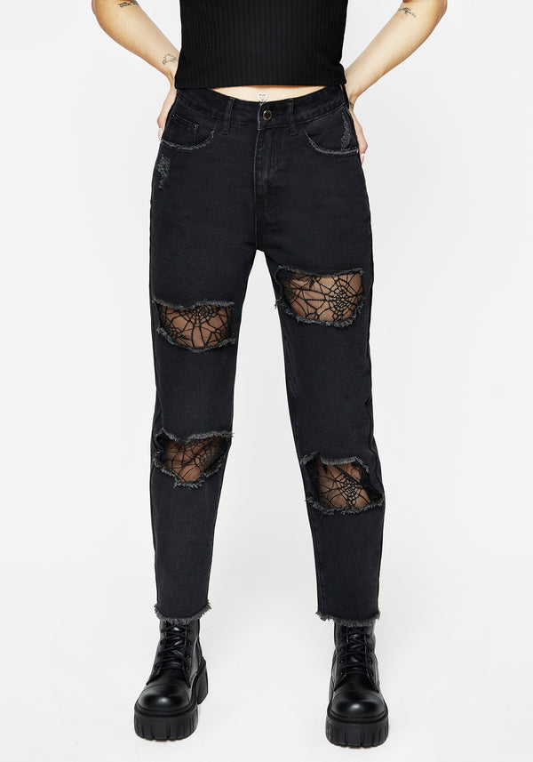 Cobweb Distressed Denim Jeans