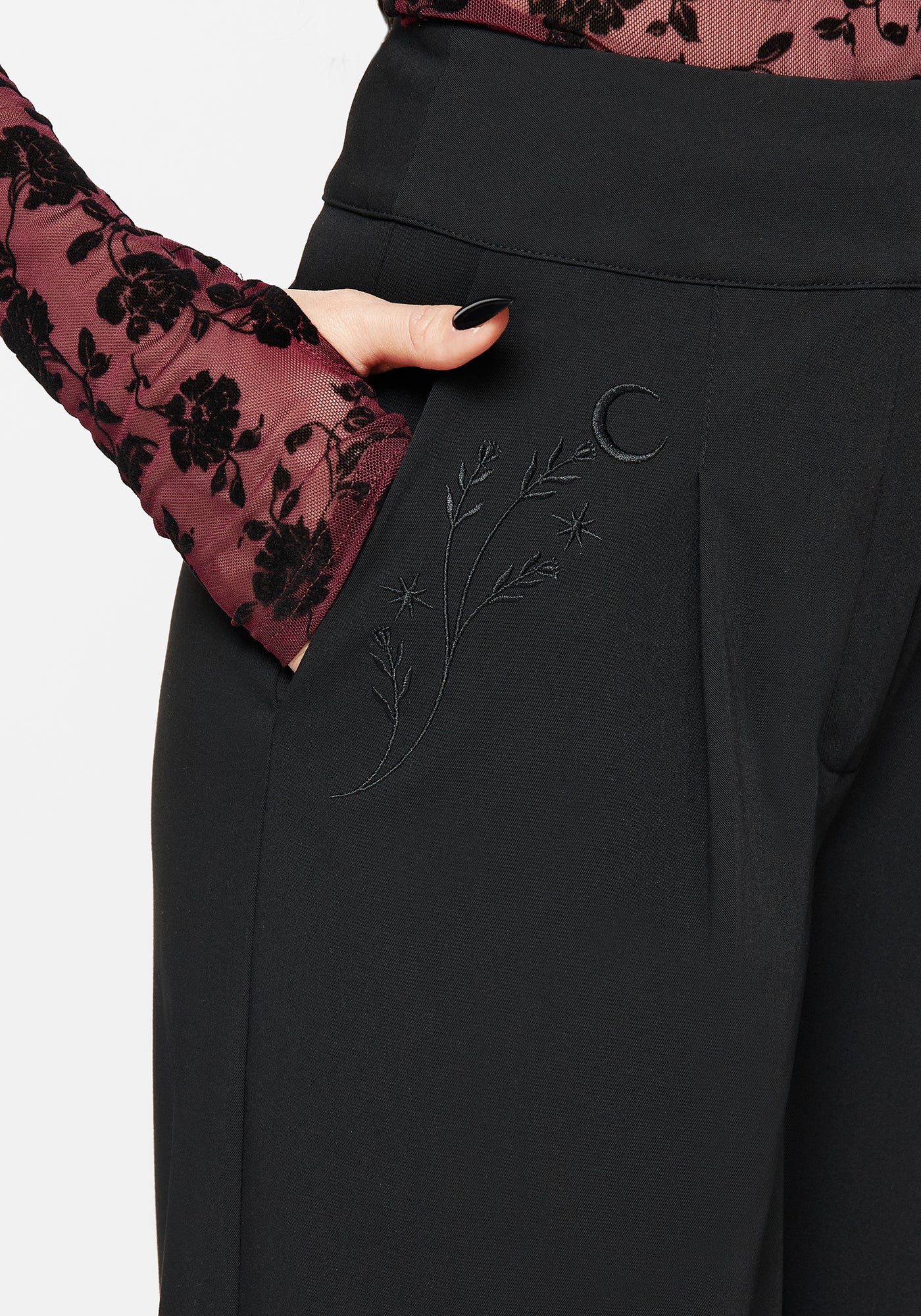 Asteria Tie Waist Embroidered Trousers – Disturbia