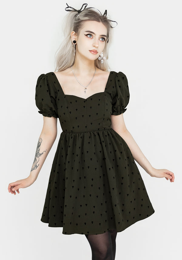 Chanterelle Velour Puff Sleeve Mini Dress