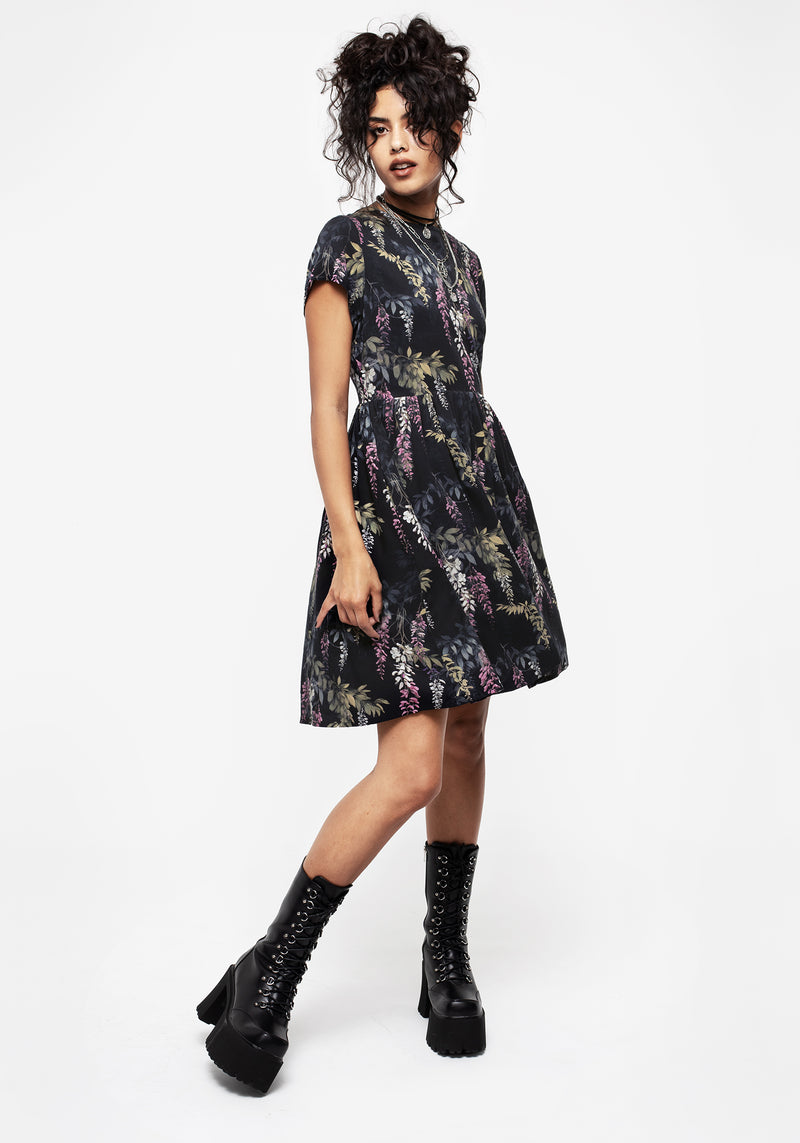 Wisteria Floral Print Mini Skater Dress Wisteria Floral Print Mini Skater Dress