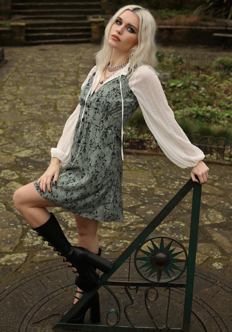 Cassie Green Floral Corset Mini Dress | Disturbia - Shop Women's Gothic, Alternative & Dark Romantic Fashion, Accessories & Homeware Cassie Green Floral Corset Mini Dress | Disturbia - Shop Women's Gothic, Alternative & Dark Romantic Fashion, Accessories & Homeware