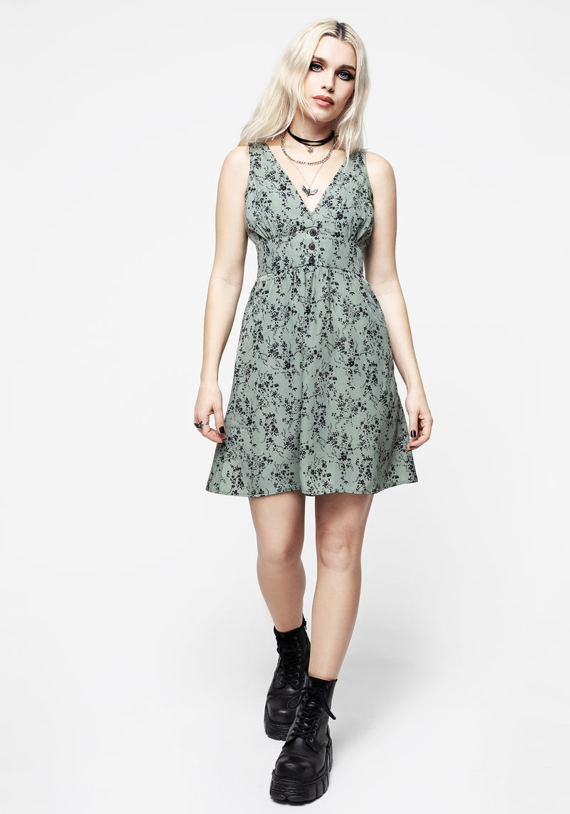 Cassie Green Floral Corset Mini Dress | Disturbia - Shop Women's Gothic, Alternative & Dark Romantic Fashion, Accessories & Homeware Cassie Green Floral Corset Mini Dress | Disturbia - Shop Women's Gothic, Alternative & Dark Romantic Fashion, Accessories & Homeware