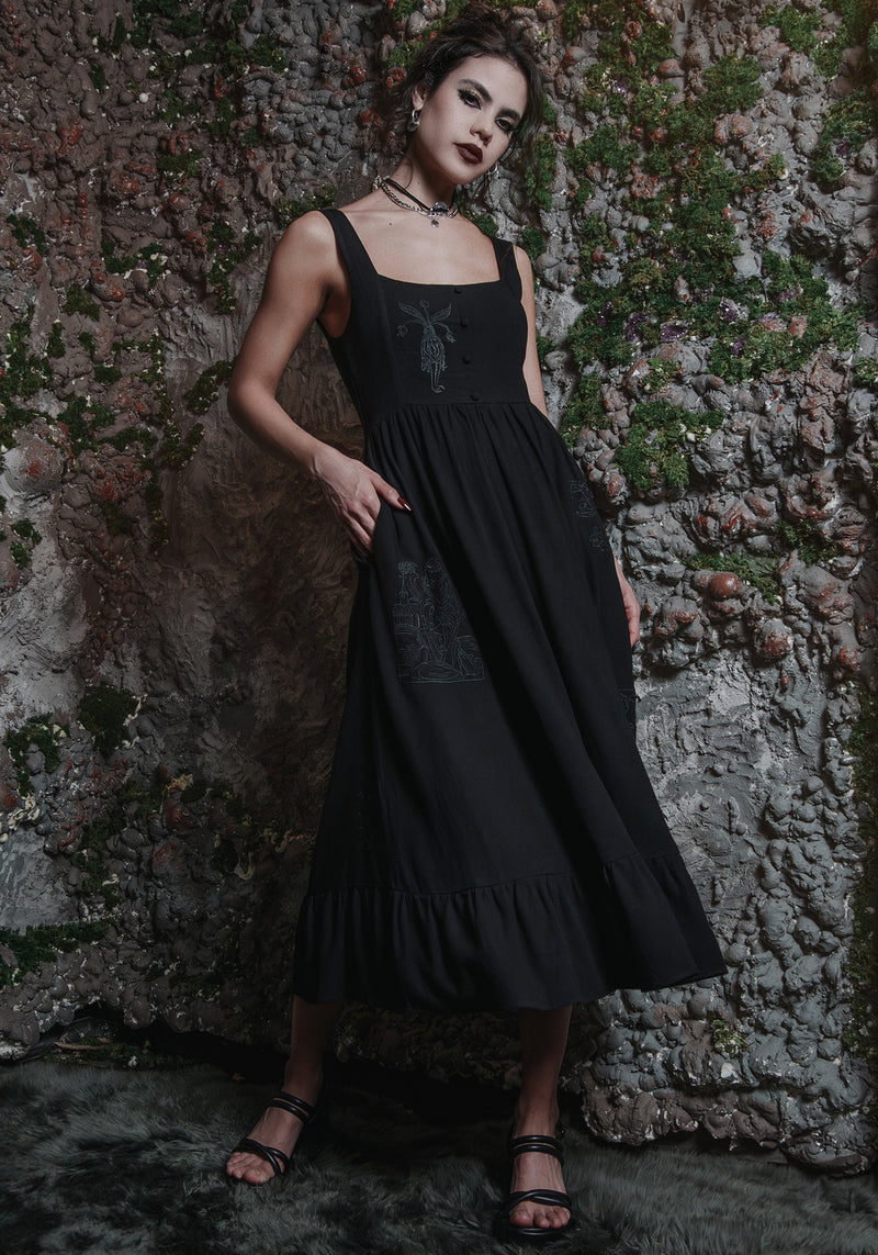 Mandrake Linen-Blend Embroidered Midi Dress Mandrake Linen-Blend Embroidered Midi Dress