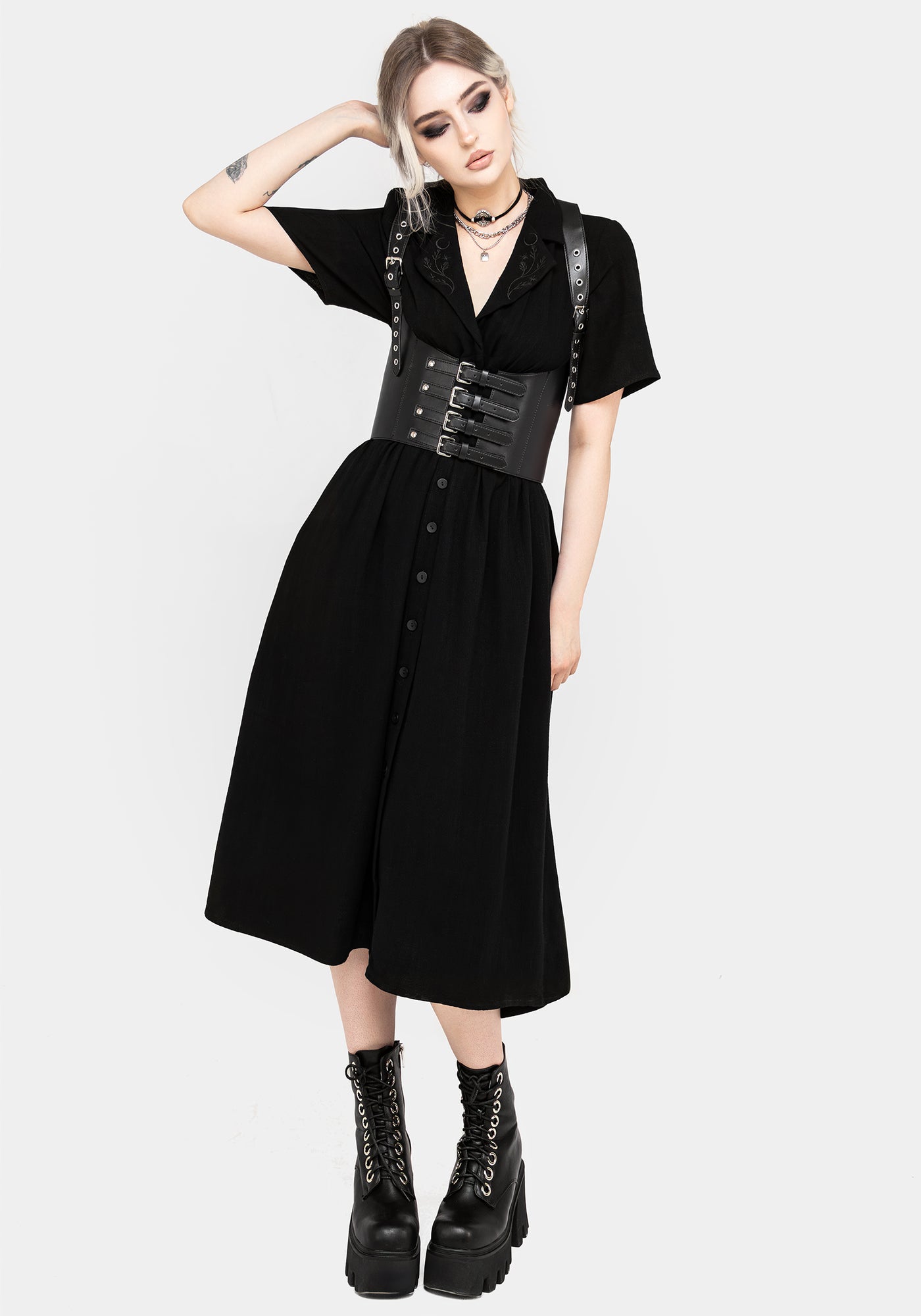 Jasmine Embroidered Midi Shirt Dress | Disturbia - Shop Women's