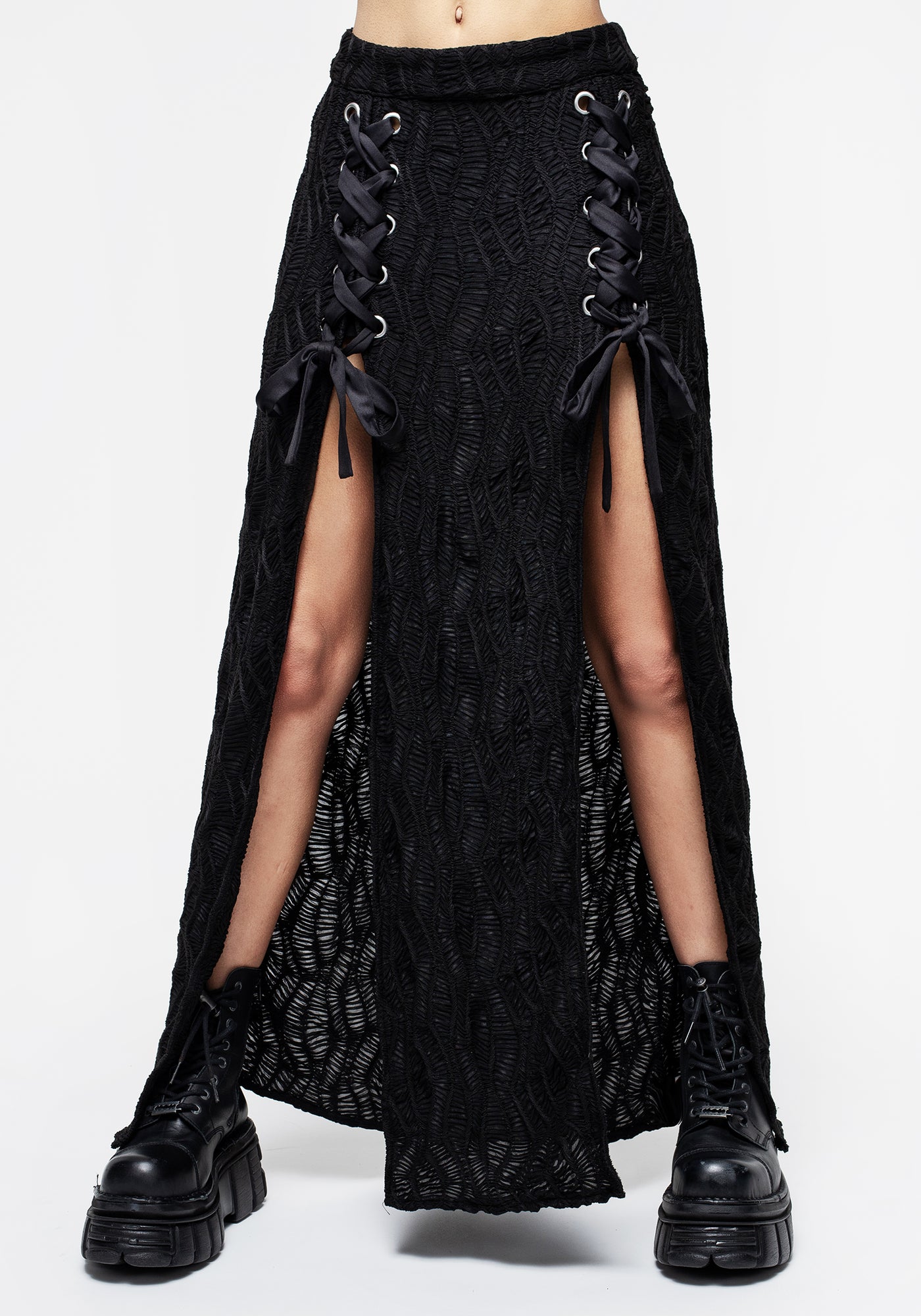 Agitate Textured Jersey Split Maxi Skirt | Disturbia - Shop