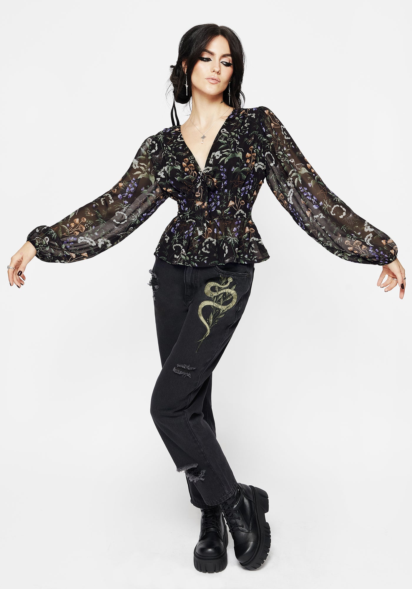 Vesna Chiffon Peplum Top | Disturbia - Shop Women's Gothic