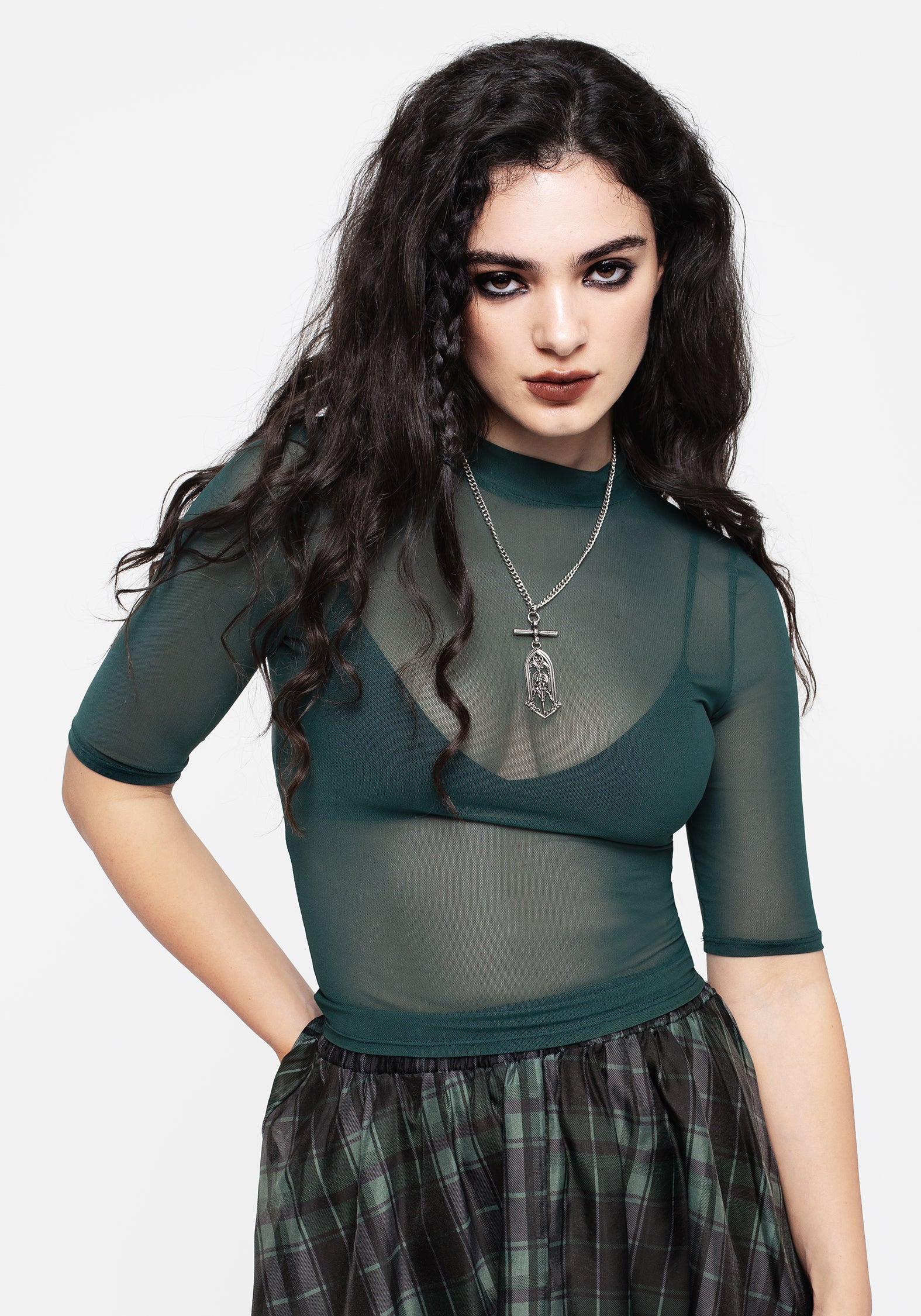 Jinx Mesh Short Sleeve Top - Green | Disturbia - Shop Women's