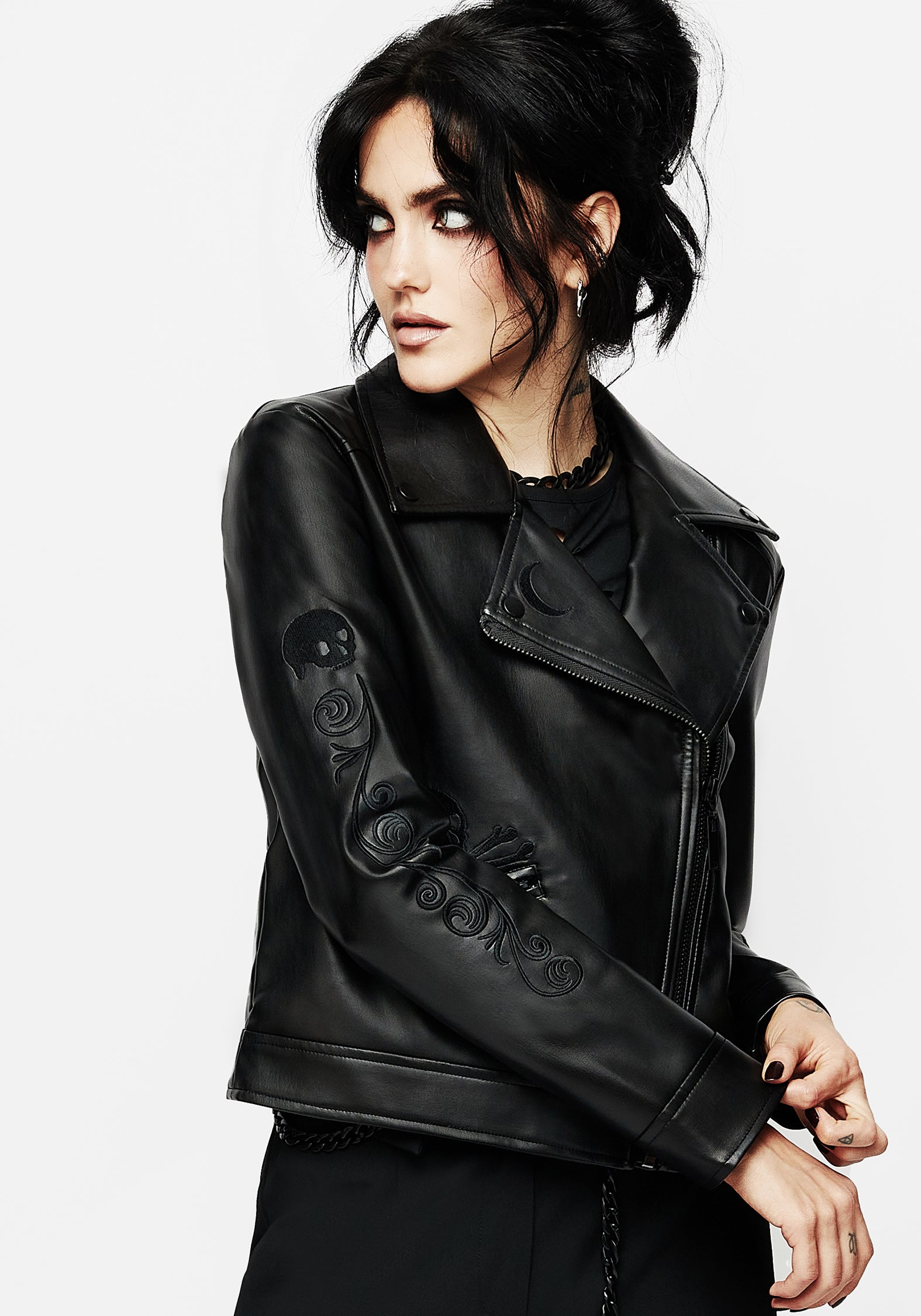 Mori Embroidered Faux Leather Jacket | Disturbia - Shop Women's