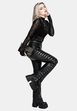 Mortis Laced Straight Leg PU Trousers
