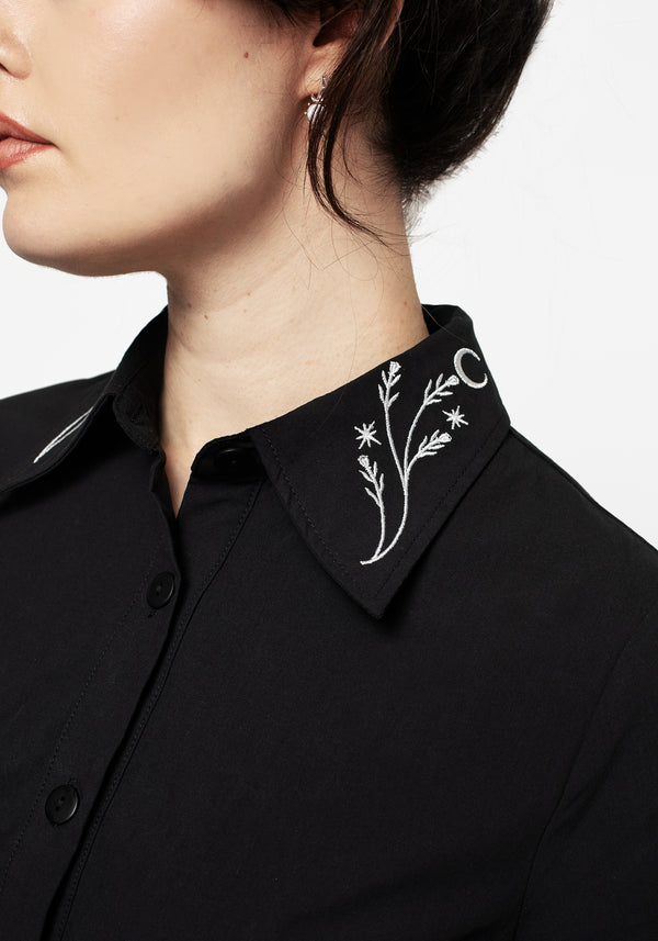 Goodfellow Embroidered Collar Midi Shirt Dress