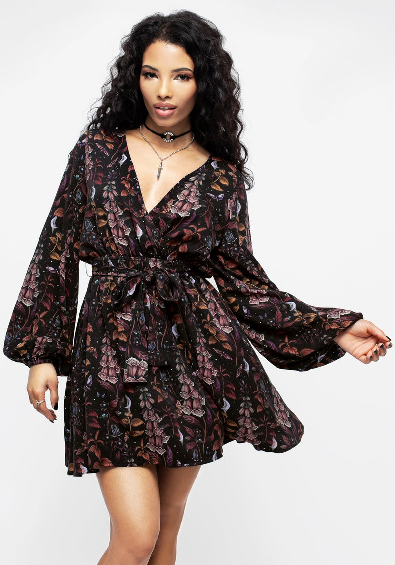 Foxglove Mini Wrap Dress | Disturbia - Shop Women's Gothic, Alternative &  Dark Romantic Fashion, Accessories & Homeware