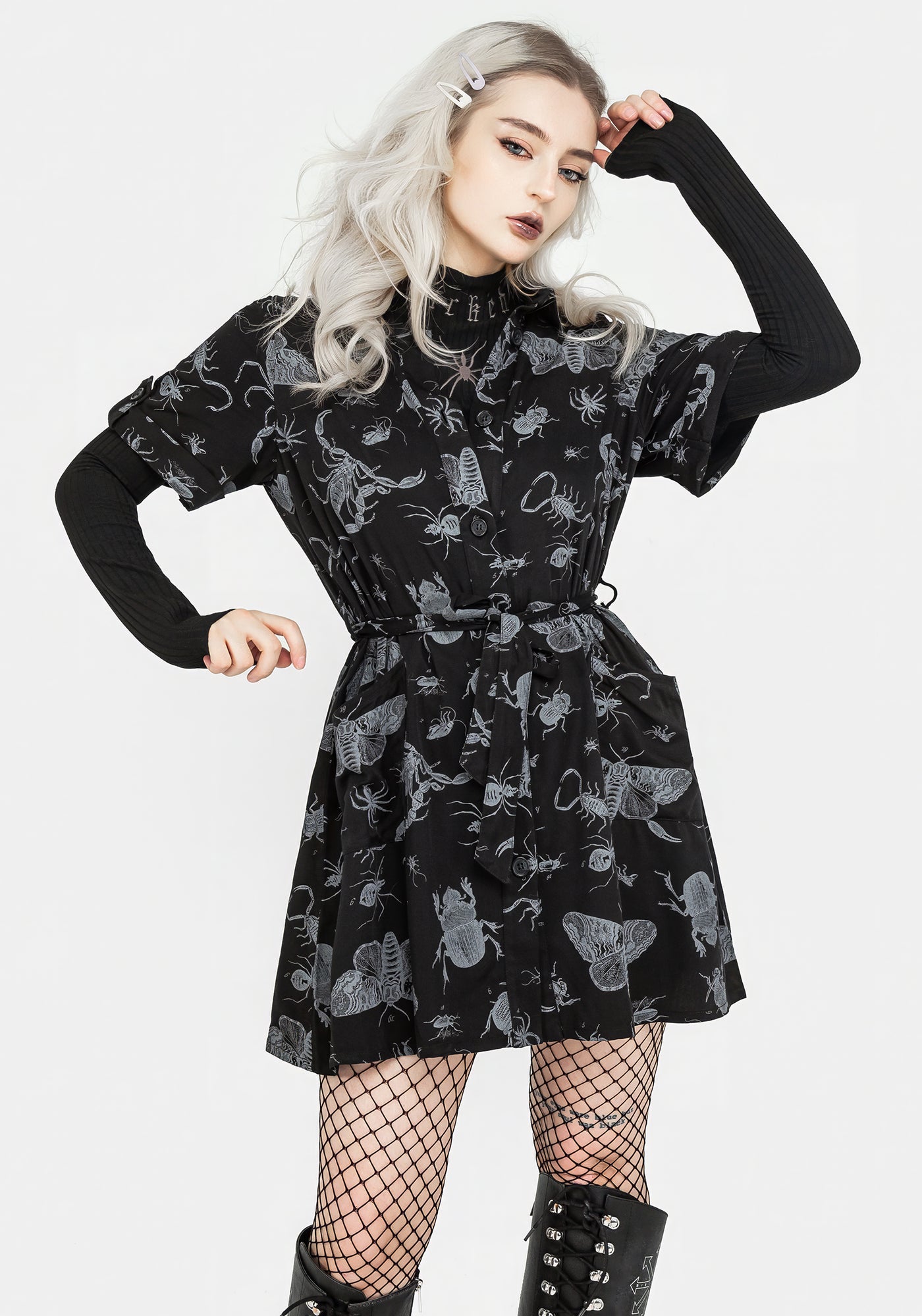 Parasite Bugs Short Sleeve Mini Shirt Dress - Black | Disturbia - Shop  Women's Gothic, Alternative & Dark Romantic Fashion, Accessories & Homeware