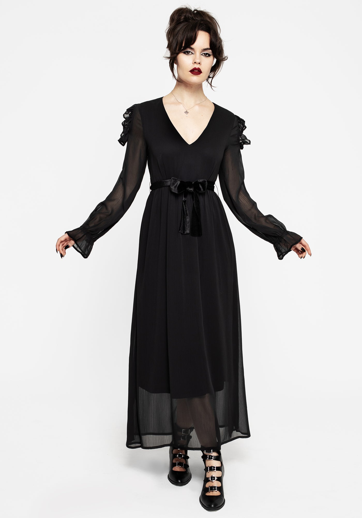 Scorn Cold Shoulder Maxi Dress | Disturbia - Shop Women's Gothic