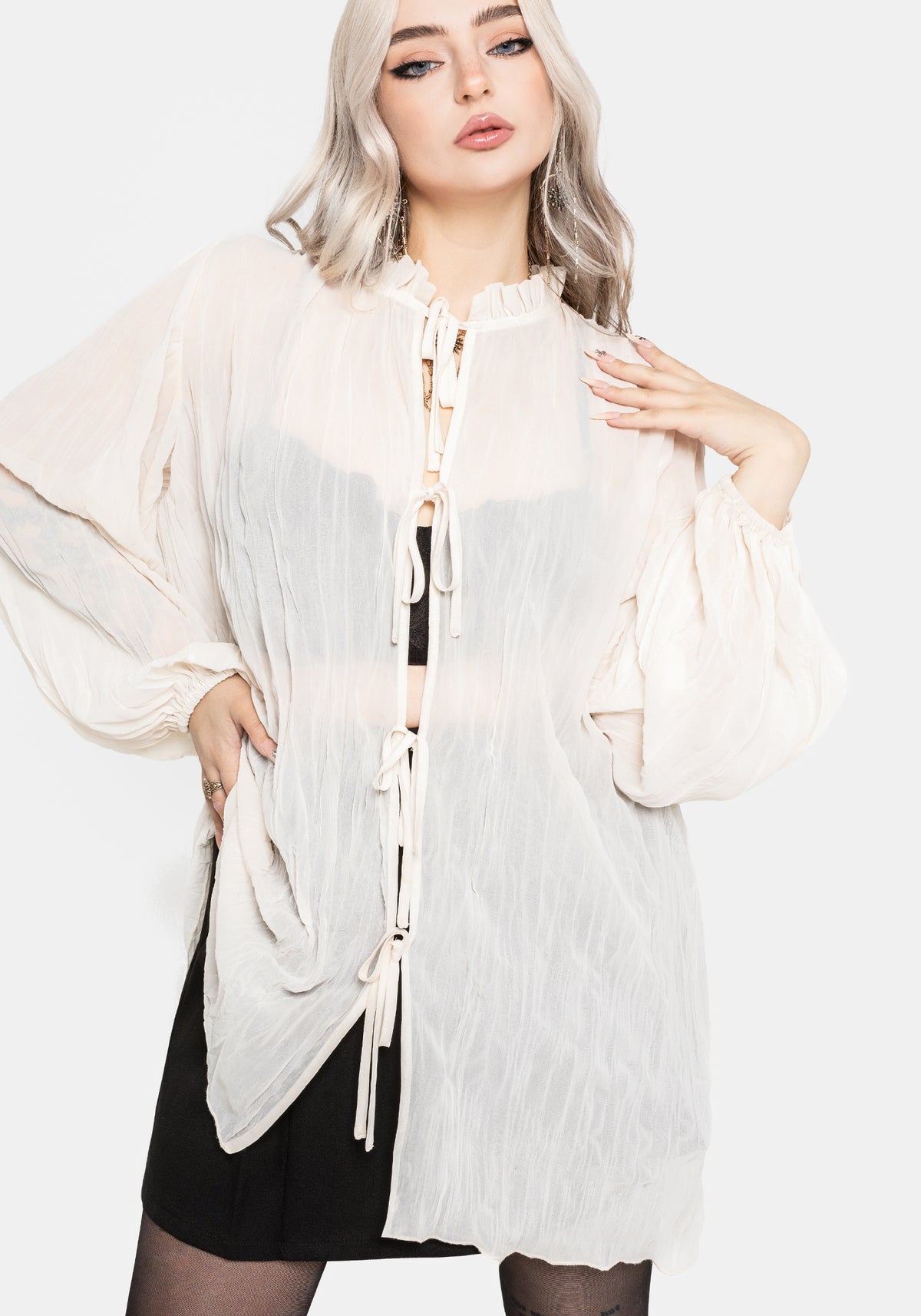 Villain Textured Blouse - White US 2