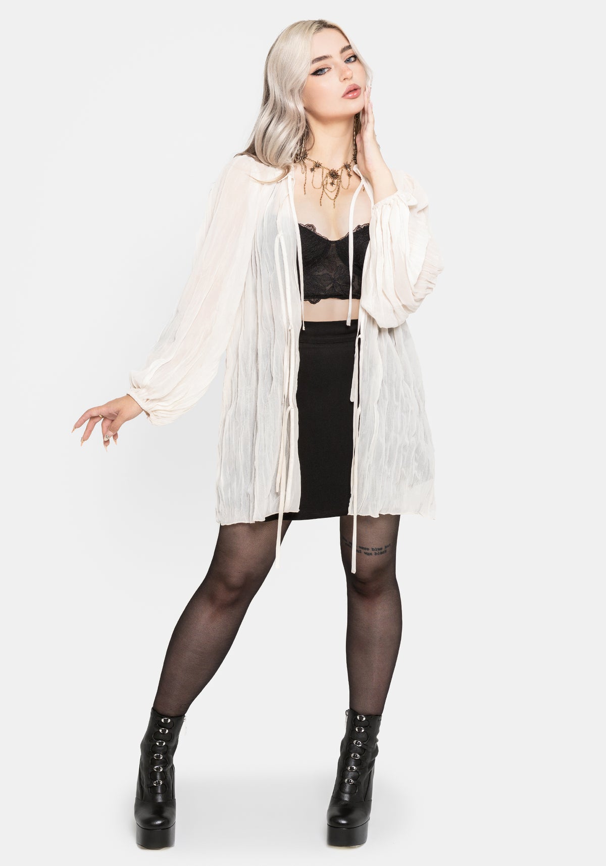 Villain Textured Blouse - White US 2