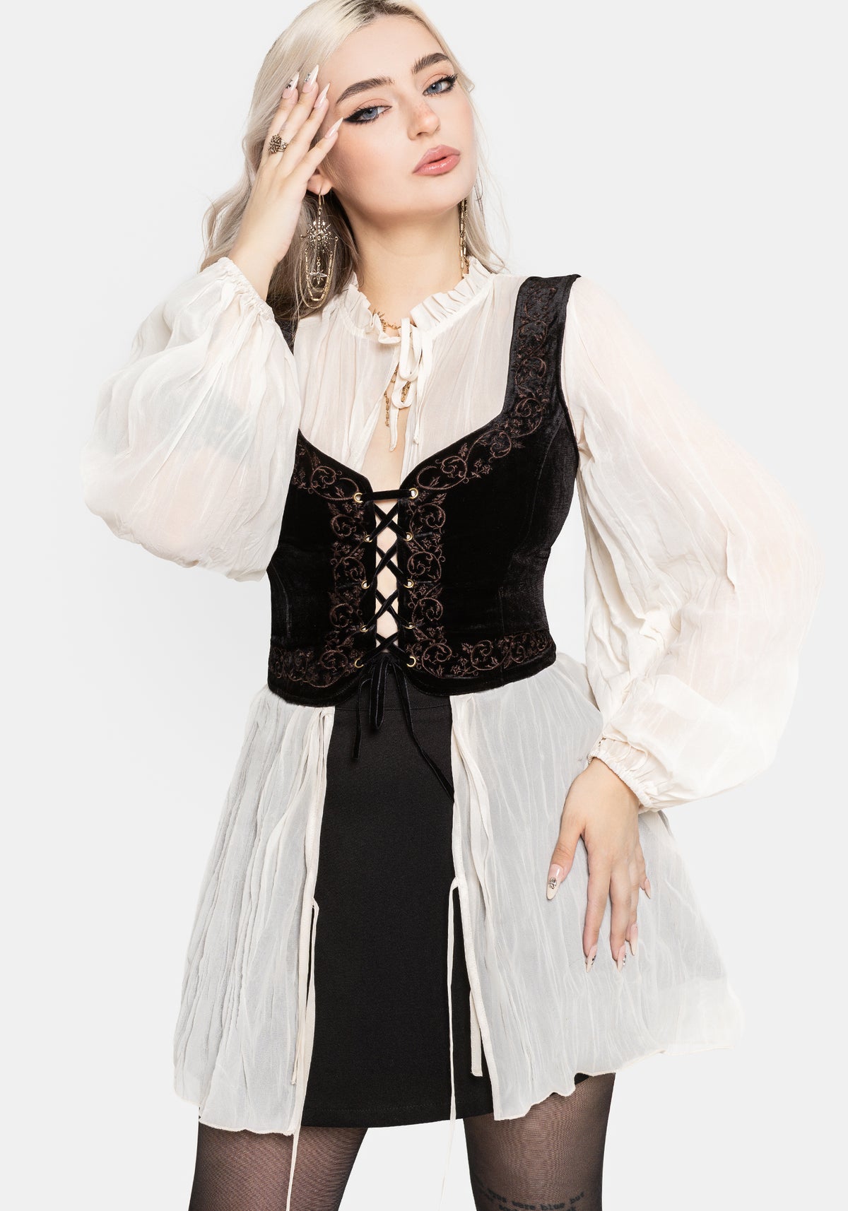Villain Textured Blouse - White US 2
