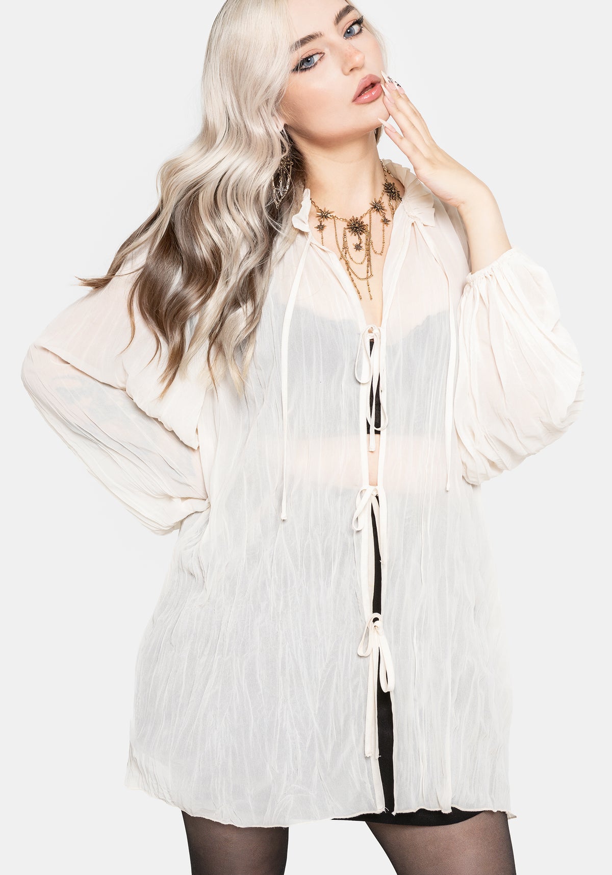 Villain Textured Blouse - White US 2