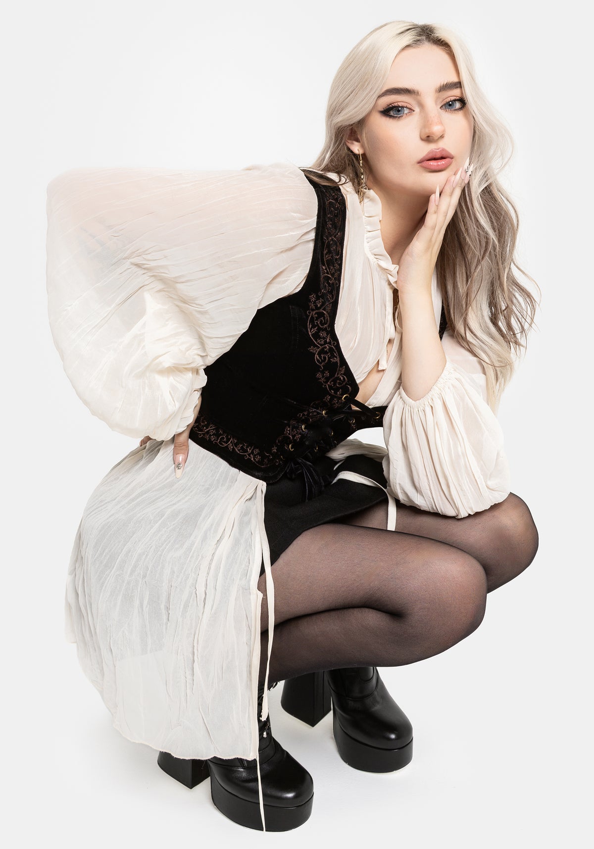 Villain Textured Blouse - White US 2
