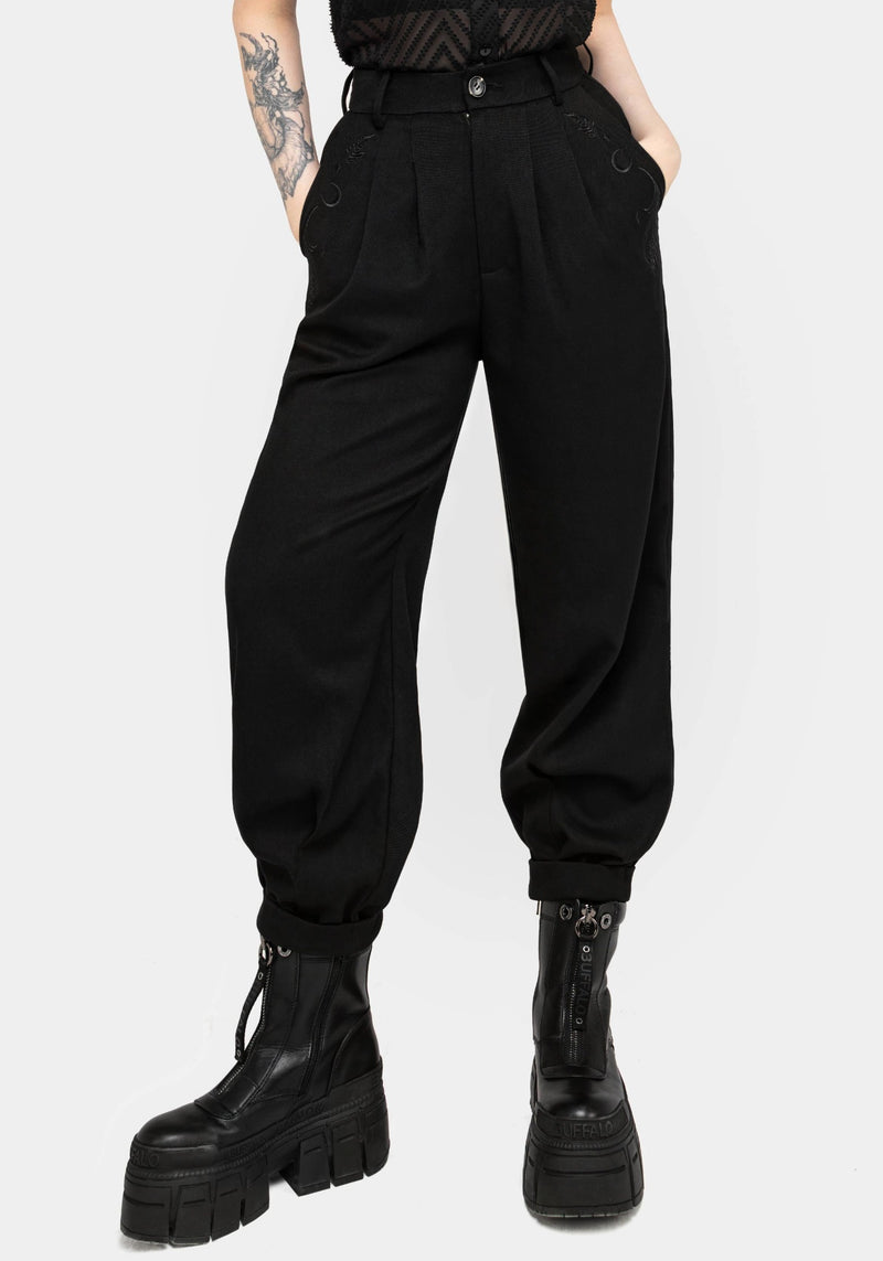 Dianne Embroidered Balloon Trousers - Black | Disturbia - Shop  display picture 1