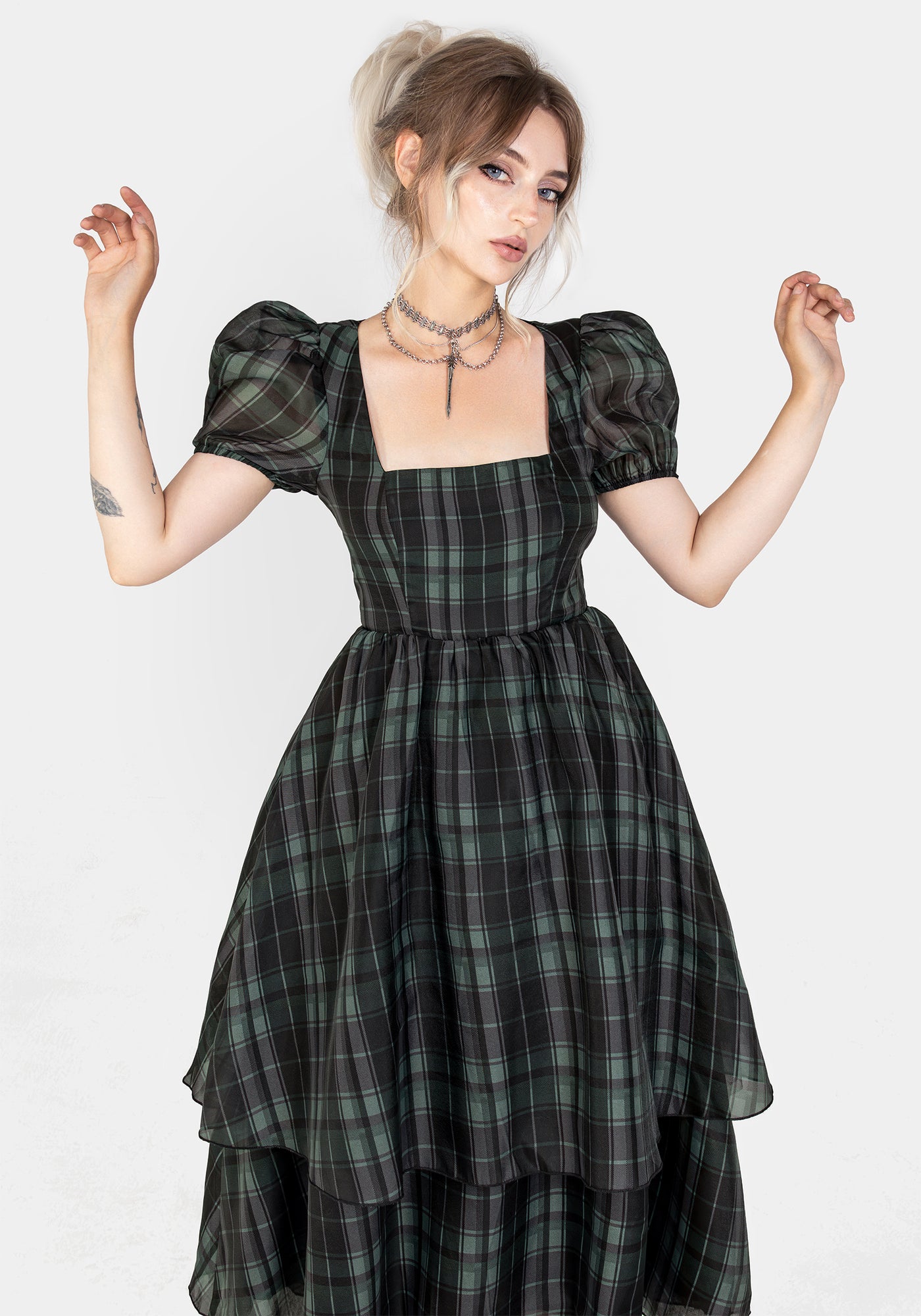 極美品★2024AW ルネ Checkered Dress ワンピース 38 極美品☆2024AW ルネ Checkered Dress ワンピース 38