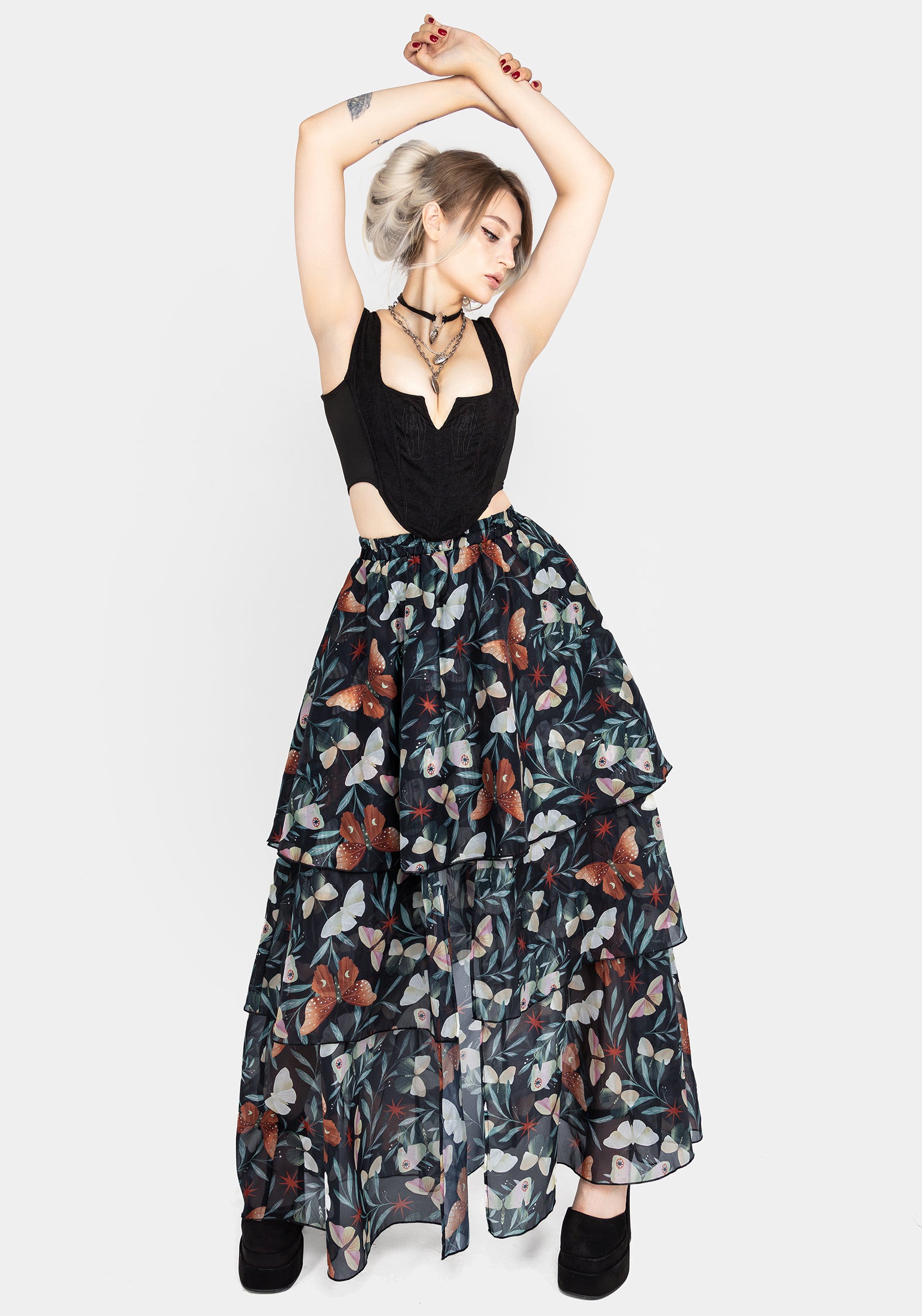 Mariposa Split Tiered Organza Skirt | Disturbia - Shop Women's