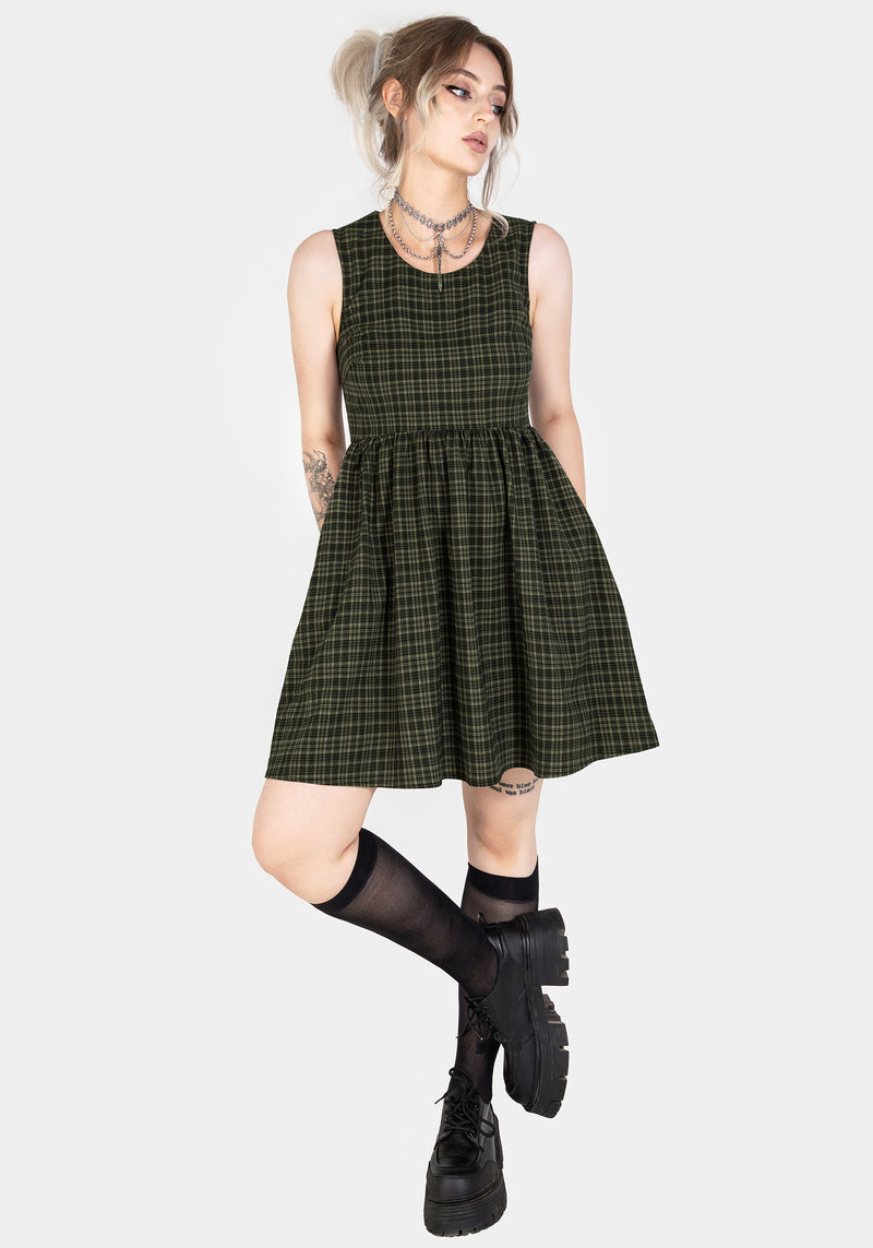Sabine Check Mini Skater Dress – Disturbia