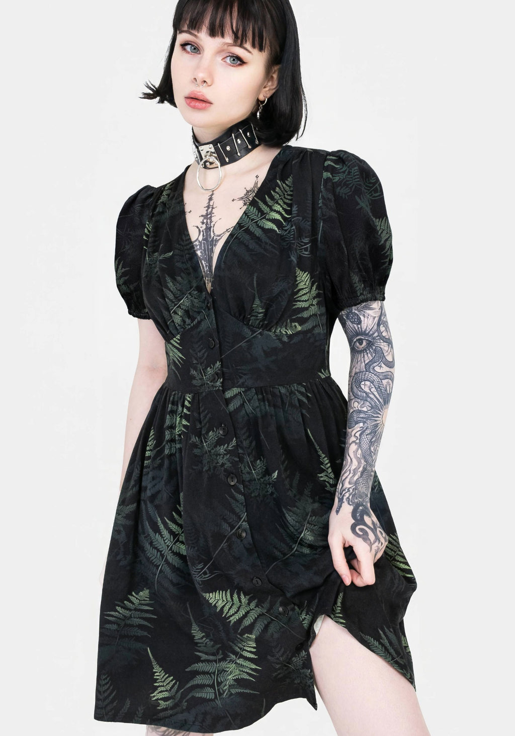 Fernery Button Up Corset Mini Dress | Disturbia