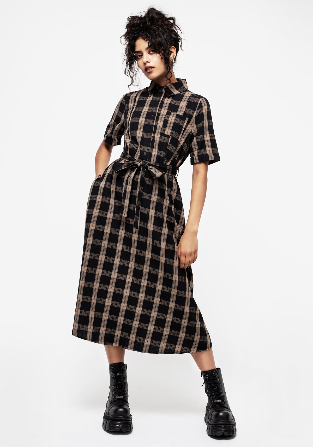 cotton shirt dresses Unique Vintage Plus Size Spring Bouquet Dress Designed with long sleeves that can be worn down or rolled Blue Floral Print Cotton Shirt