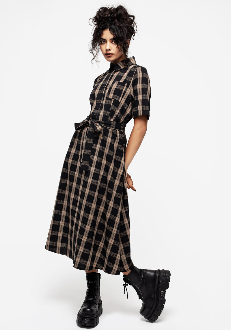 Rogue Check Cotton Midi Shirt Dress | Disturbia - Shop Women's Gothic, Alternative & Dark Romantic Fashion, Accessories & Homeware Rogue Check Cotton Midi Shirt Dress | Disturbia - Shop Women's Gothic, Alternative & Dark Romantic Fashion, Accessories & Homeware