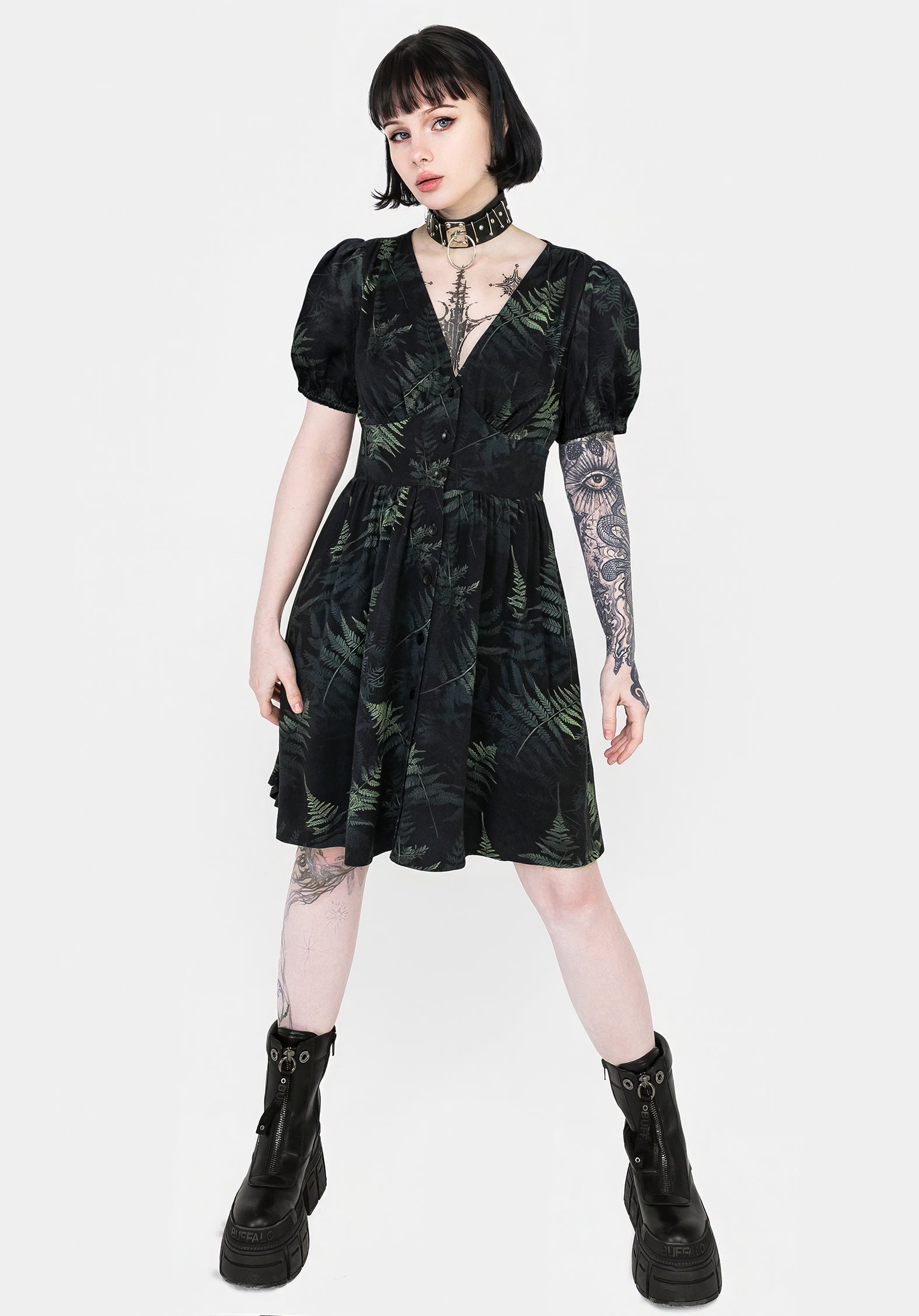Fernery Button Up Corset Mini Dress