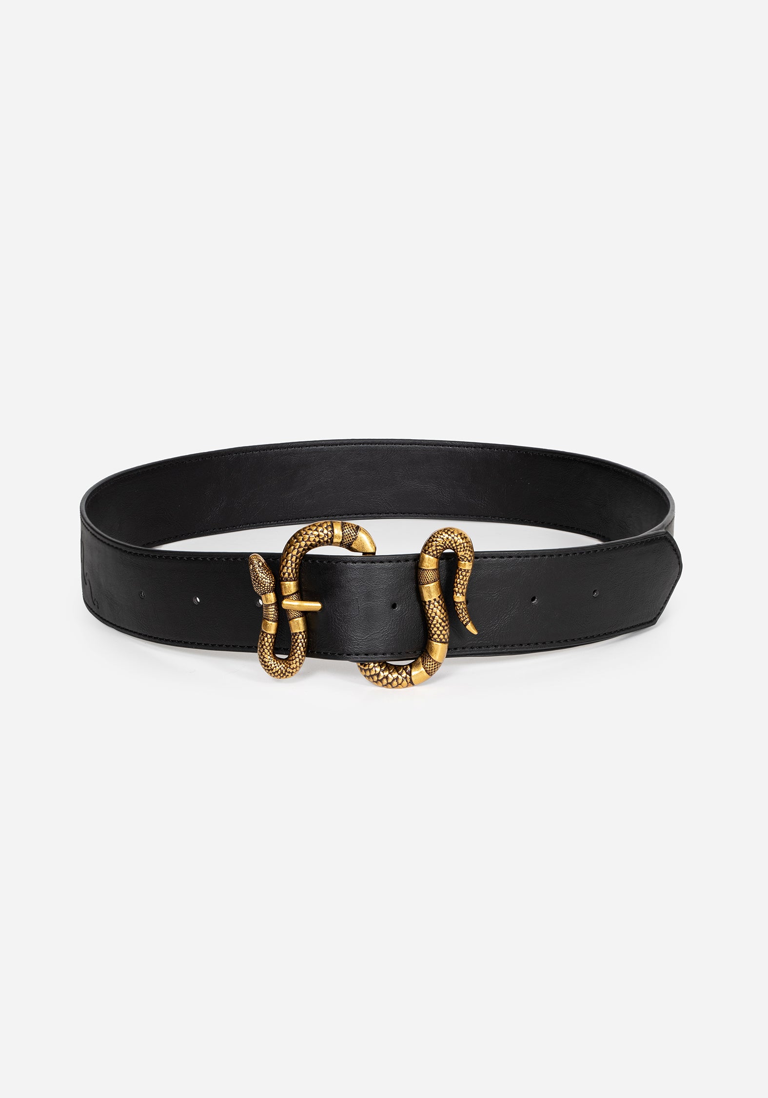 Mamba Debossed Belt With Snake Buckle - Brass | Disturbia - Shop