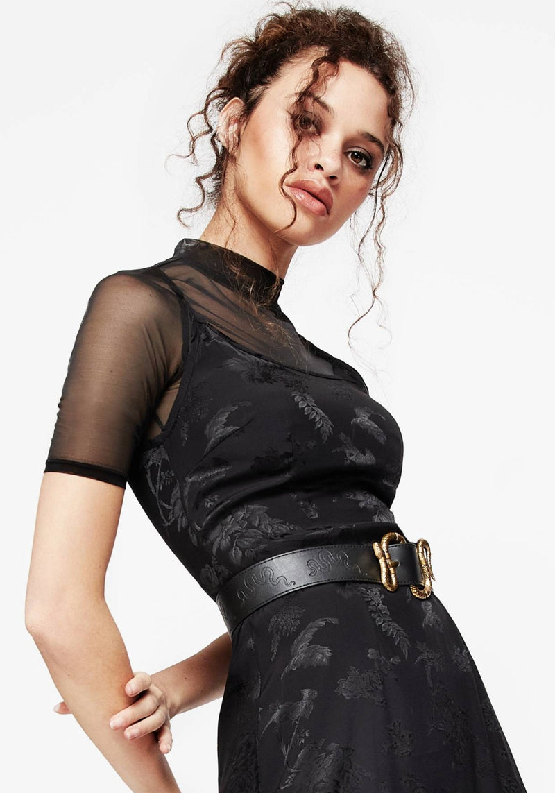 Mamba Debossed Belt With Snake Buckle - Brass | Disturbia - Shop