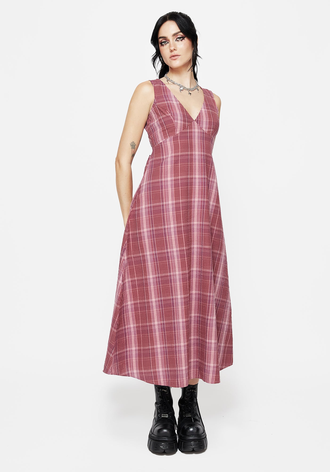 Zorina Cotton Check Midaxi Dress | Disturbia - Shop Women's