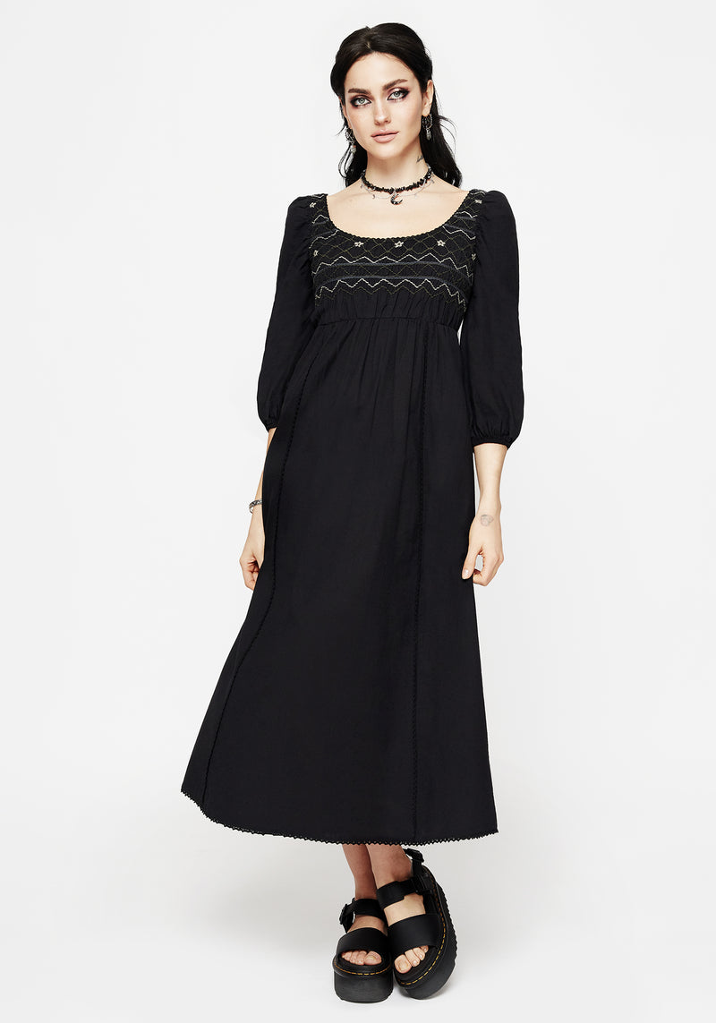 Larissa Hand Embroidered Smocked Midaxi Dress Larissa Hand Embroidered Smocked Midaxi Dress