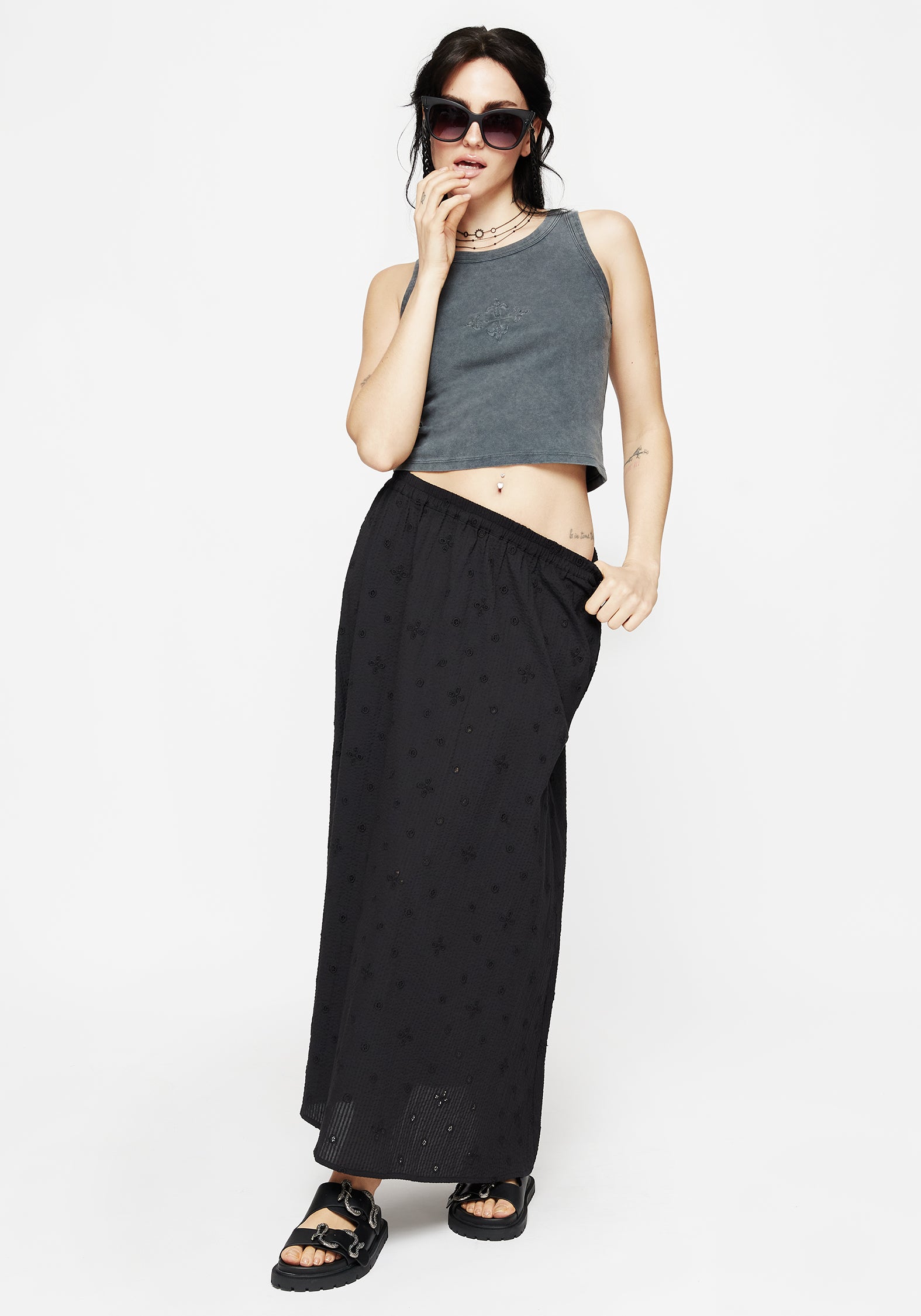 Crux Broderie Midaxi Skirt