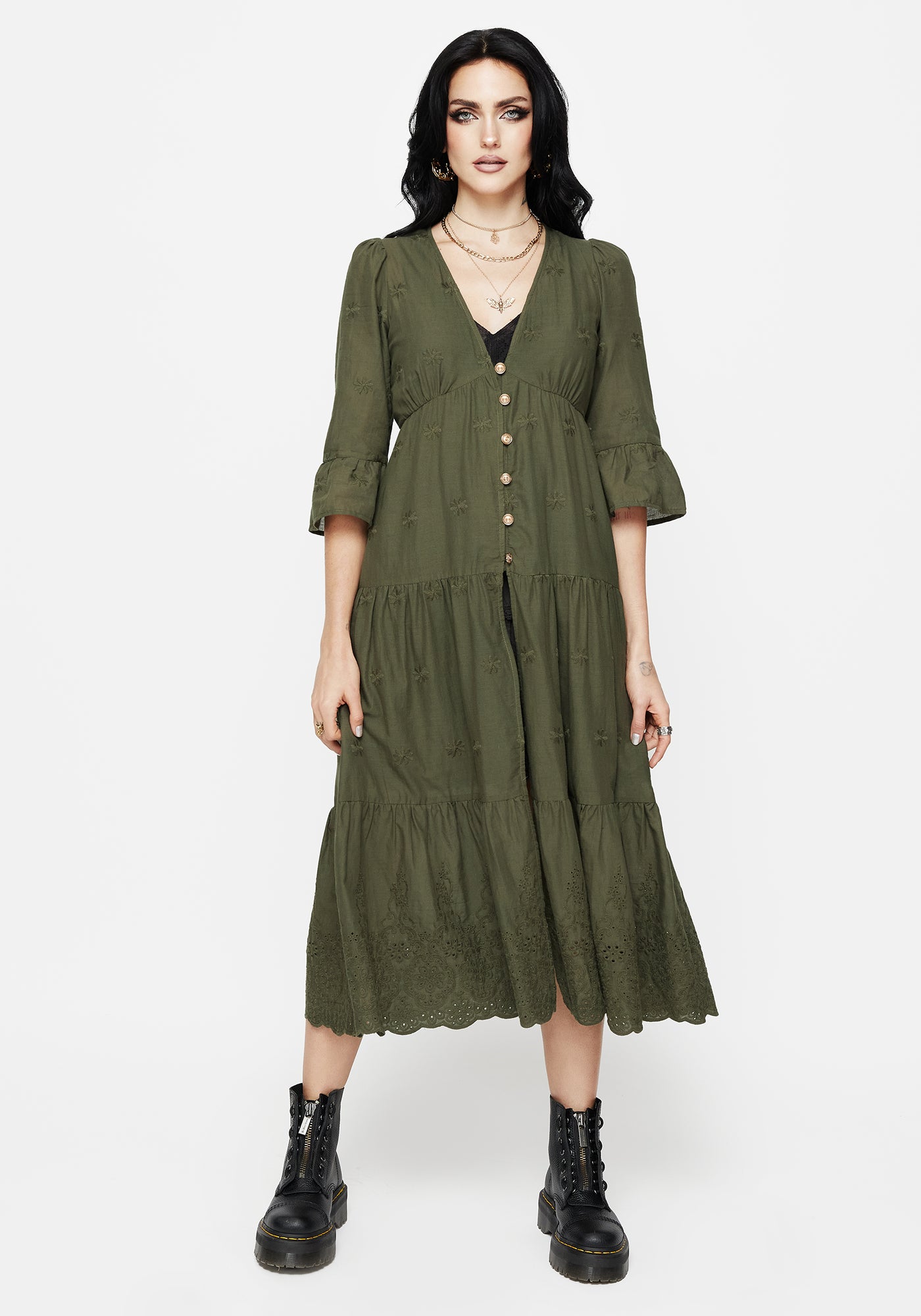 tiered green maxi dress ZAPAKA Women Bridesmaid Dress with Pleated A-Line Dark Green Tiered Chiffon V-Neck Long Wedding Party Dress, Chiffon color / US2 main image 0