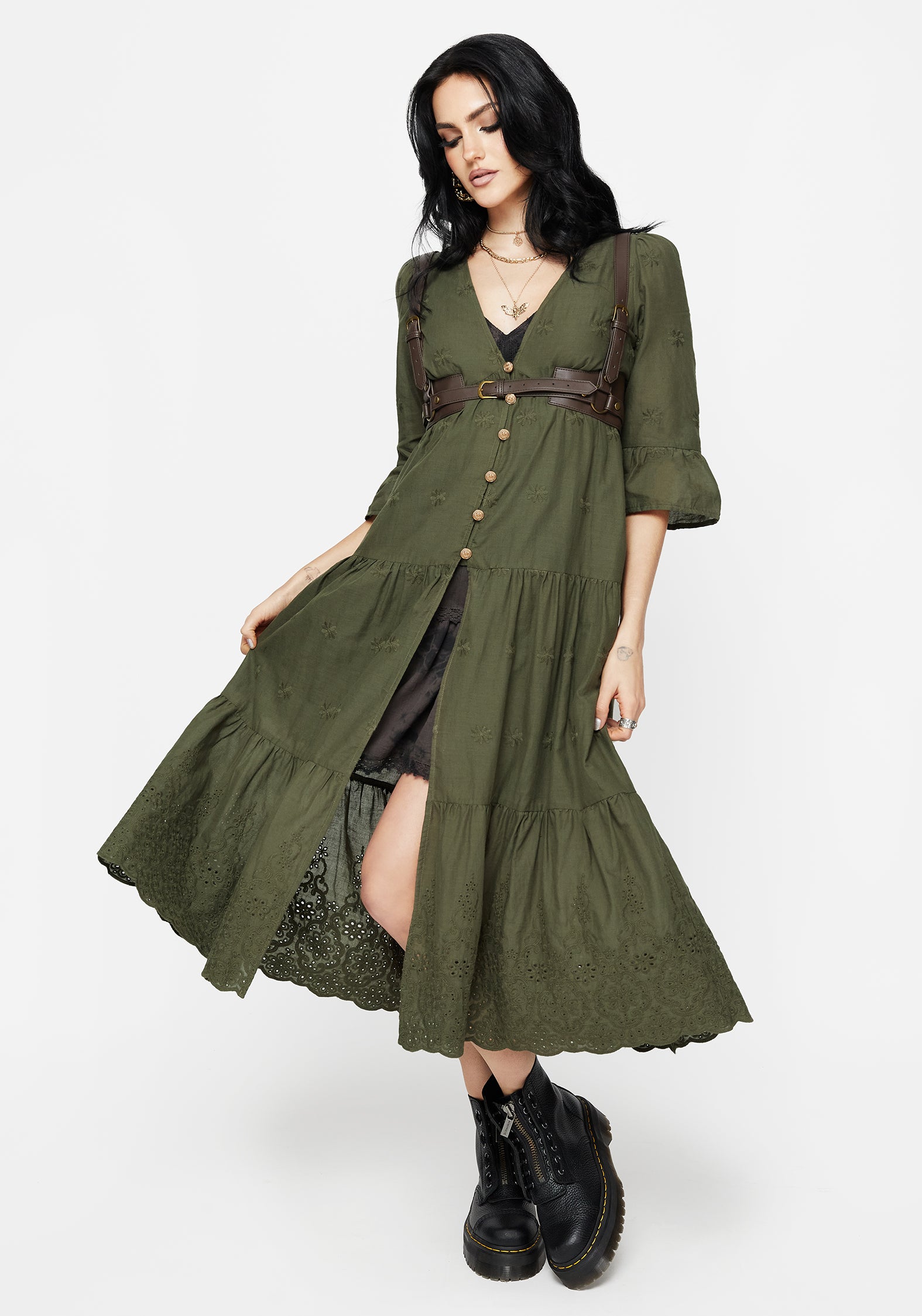Gossamer Tiered Overdress - Green | Disturbia