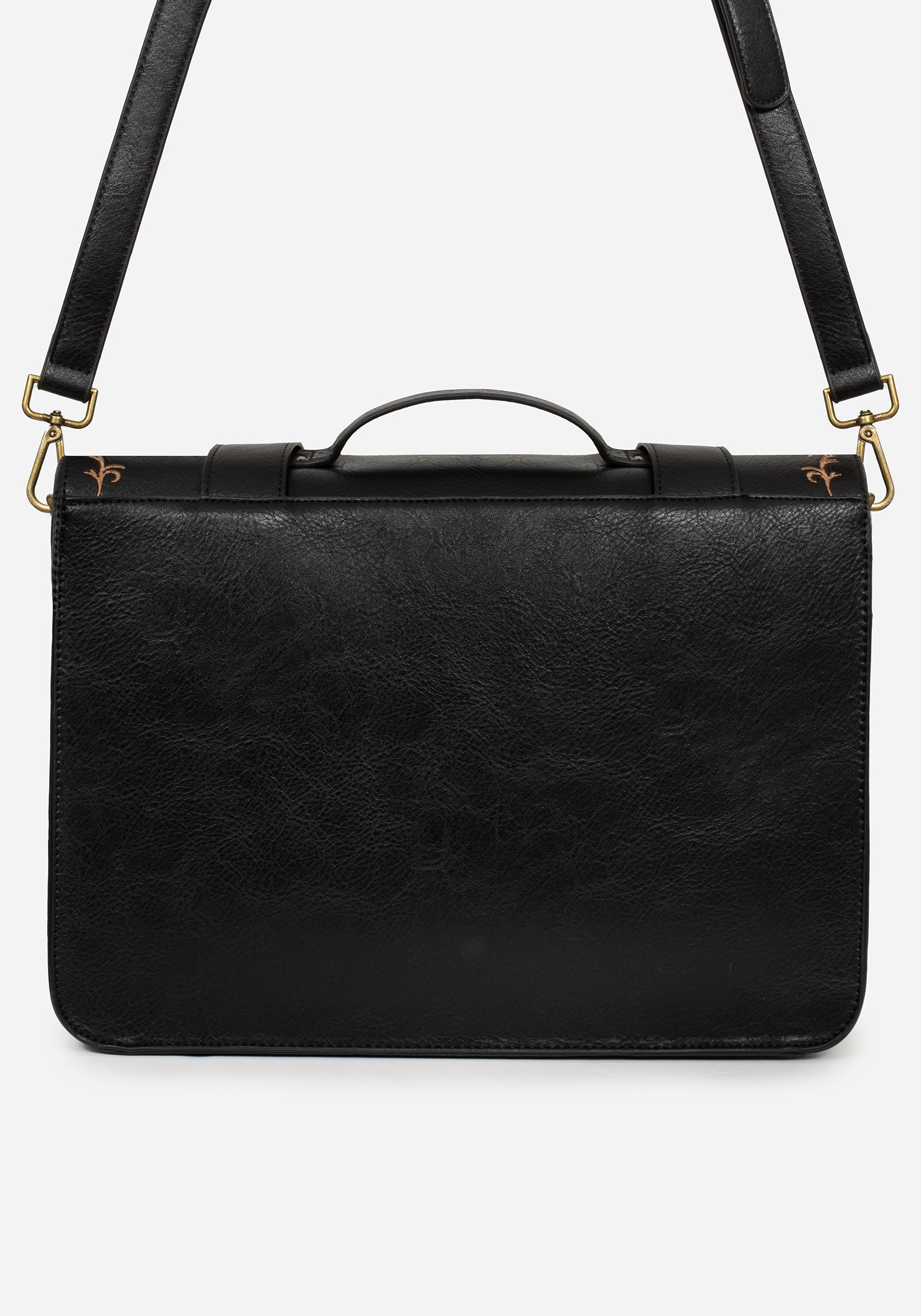 Rosamoth Buckle Vine Embroidered Satchel Bag - Black | Disturbia