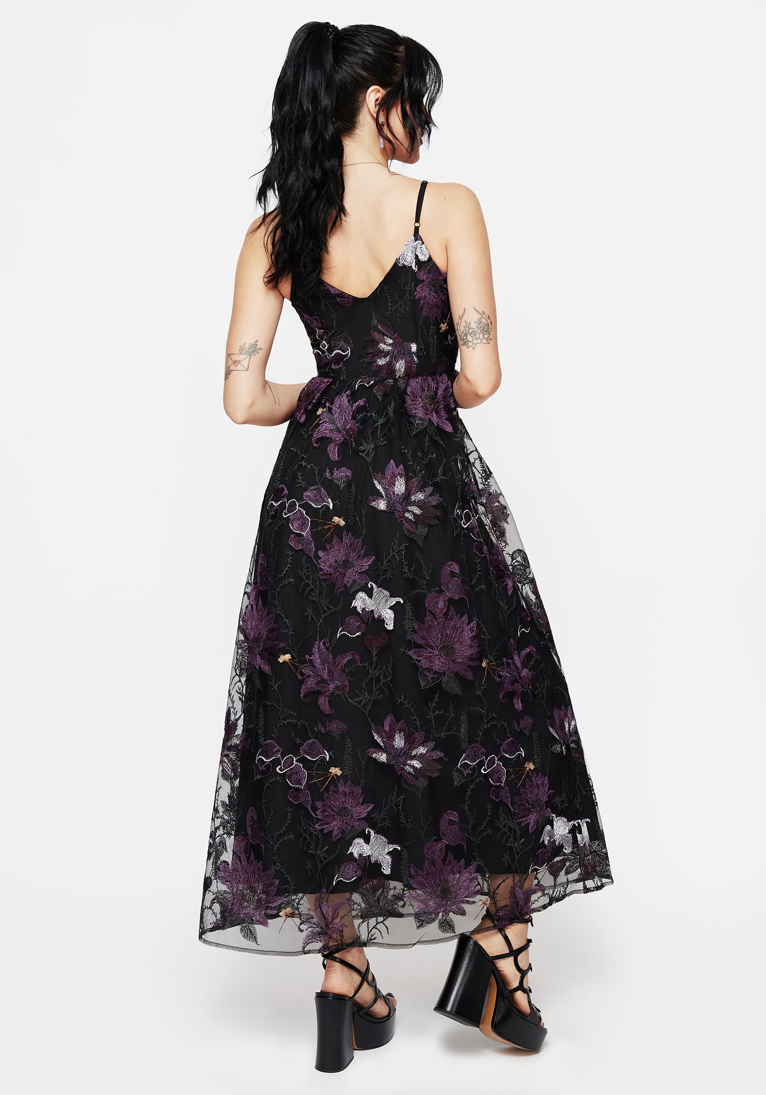 eci embroidered mesh midi dress Blue Coast Petite Embroidered Mesh Midi Dress With Lace Trim
