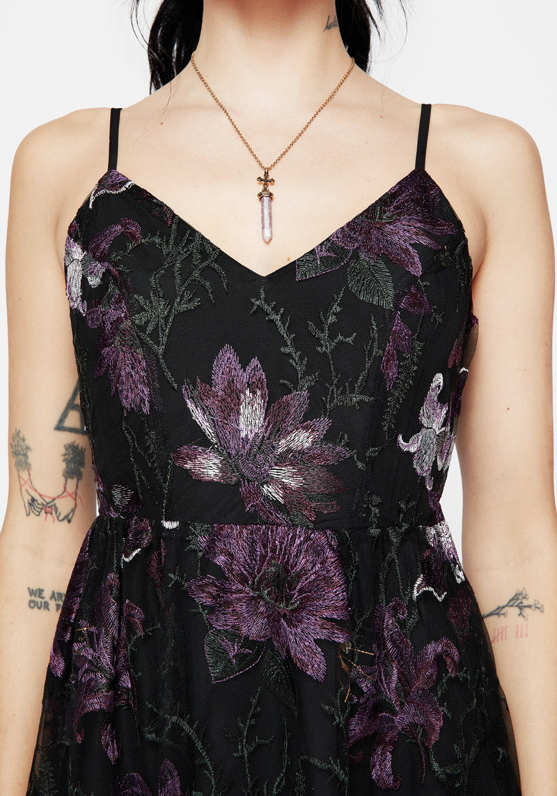 Estrid Embroidered Mesh Midaxi Cami Dress | Disturbia - Shop Women's Gothic, Alternative & Dark Romantic Fashion, Accessories & Homeware Estrid Embroidered Mesh Midaxi Cami Dress | Disturbia - Shop Women's Gothic, Alternative & Dark Romantic Fashion, Accessories & Homeware